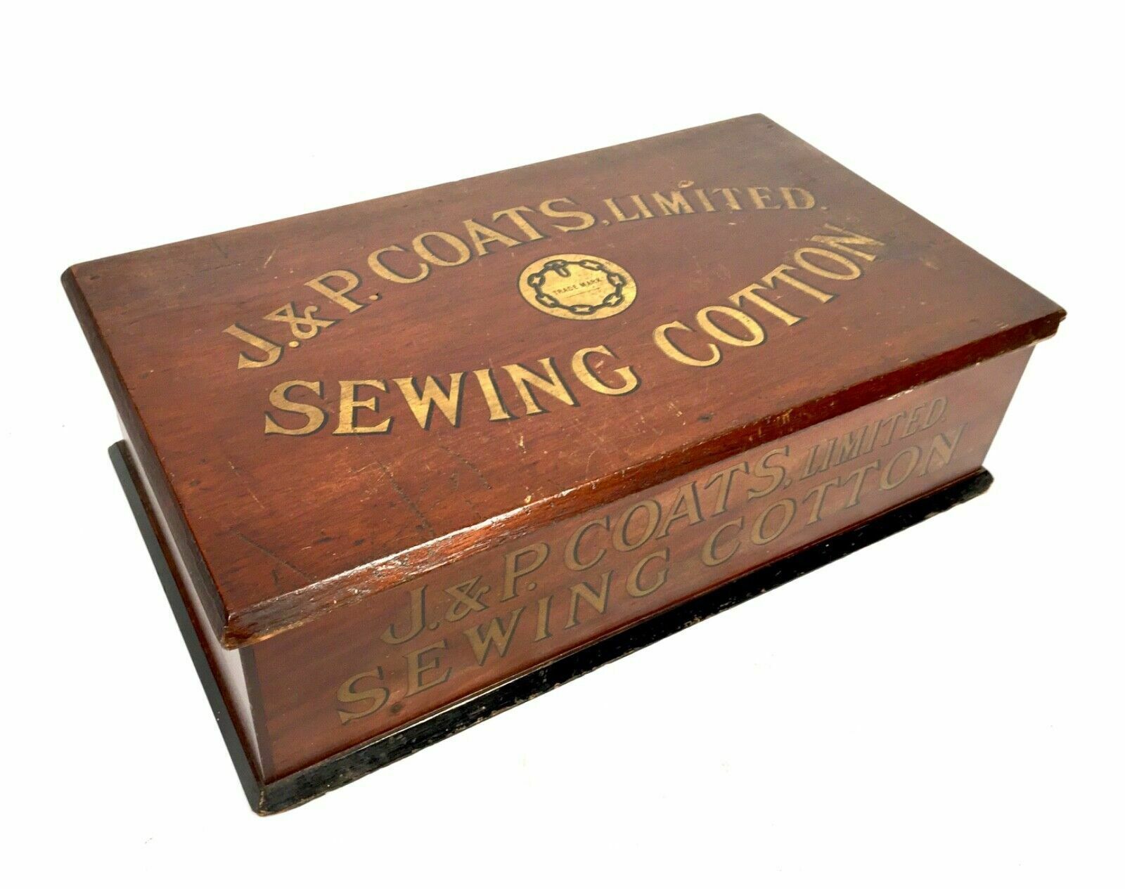 photo furniture Antique Wooden Shop Display Sewing Cabinet For J & P Coats Spool Haberdashery