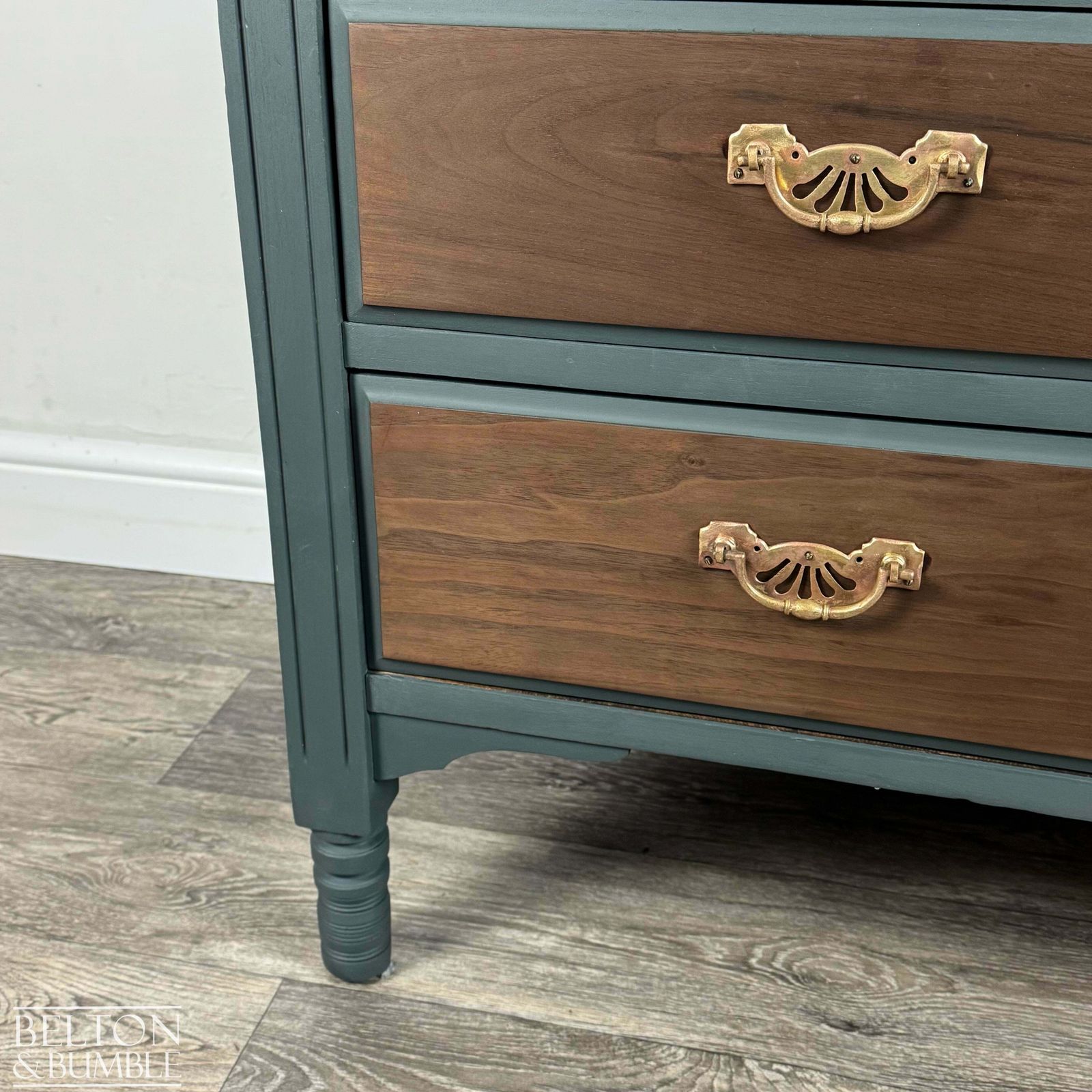 Four Drawer Mahogany & Walnut Chest Of Drawers In Green photo 445.0