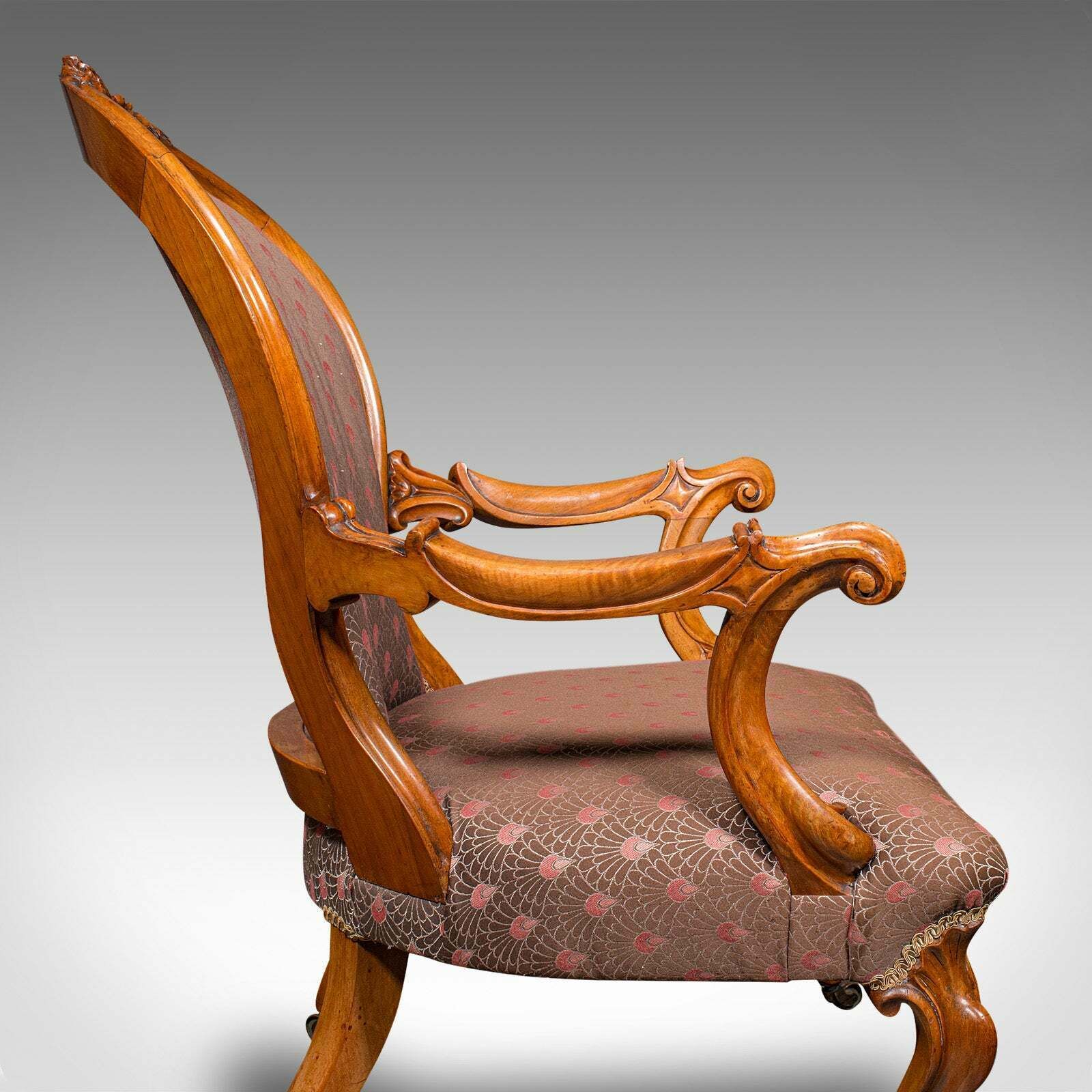 photo for sale Antique Spoon Back Elbow Chair, English, Walnut, Armchair, Early Victorian, 1840