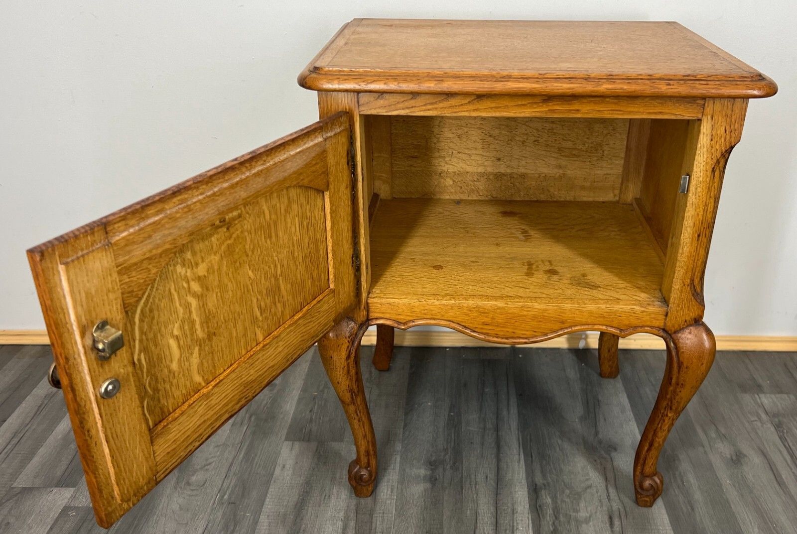 Furniture Bedside Tables Pair French Oak Louis XVI Vintage Nightstands Cabinets Lot 3465 photo