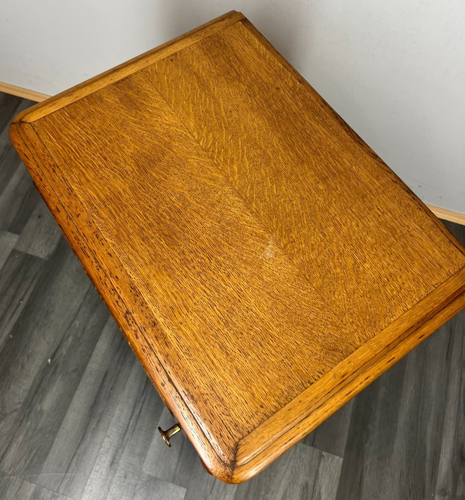 photo vinterior Bedside Tables Pair French Oak Louis XVI Vintage Nightstands Cabinets Lot 3465