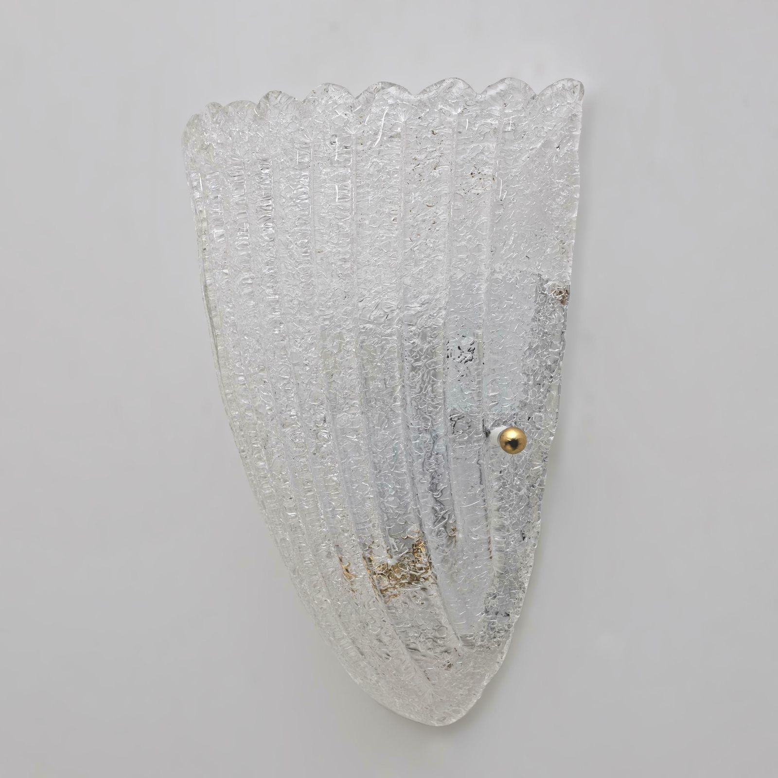 Barovier Style Mid Century Modern Italian Murano Glass Shell Sconces, 60s, Pair. photo for sale