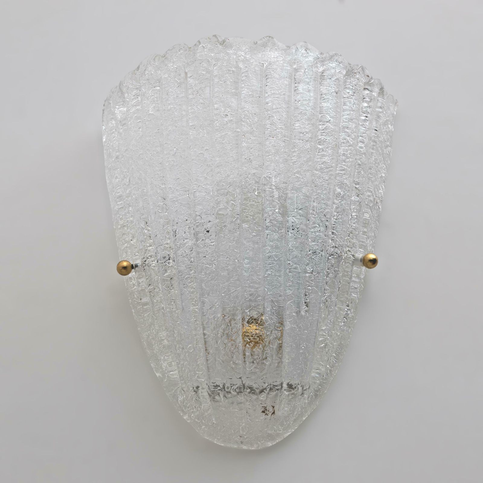 Barovier Style Mid Century Modern Italian Murano Glass Shell Sconces, 60s, Pair. photo 1683.0