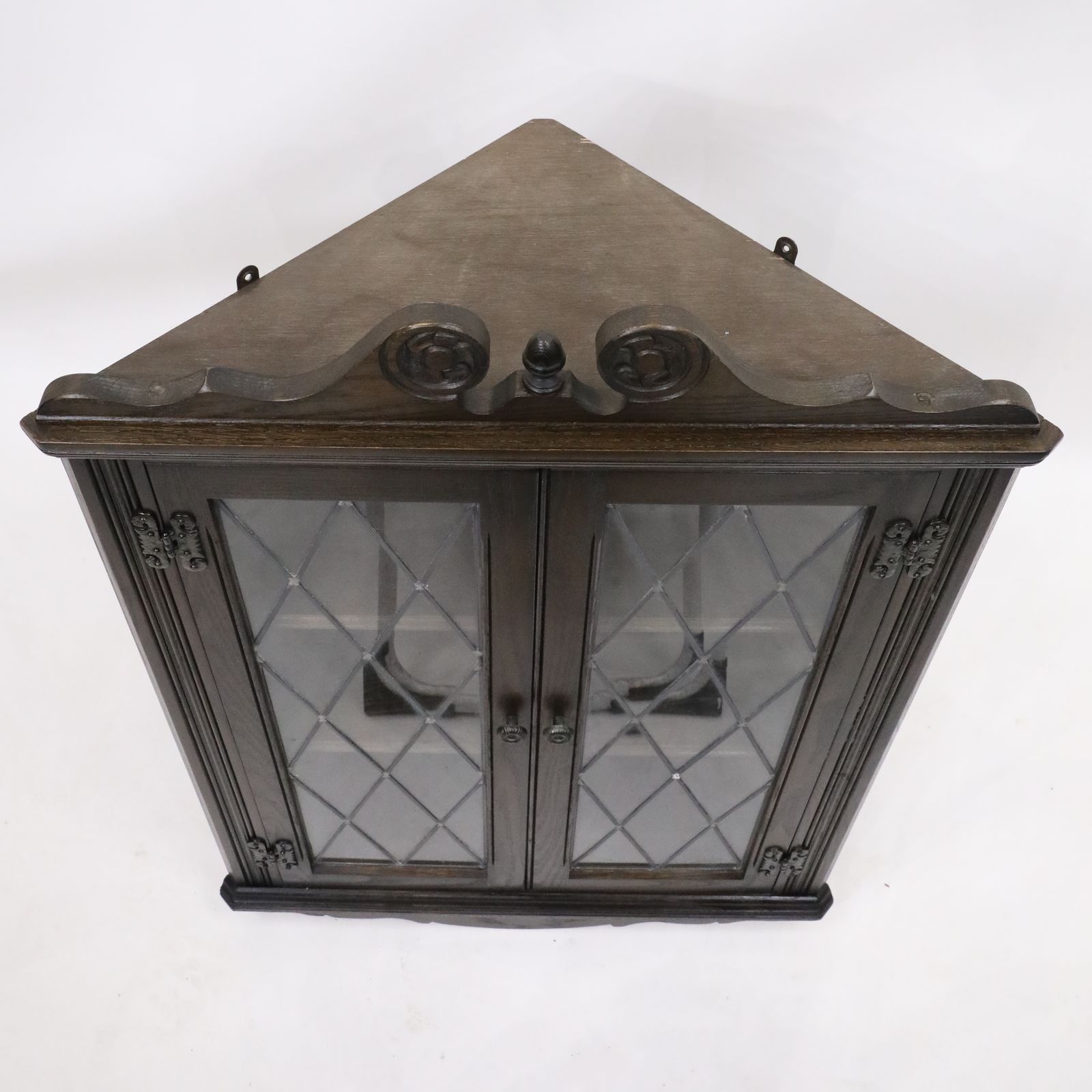 Old Charm Oak Hanging Corner Display Cabinet In Jacobean Brown Free Uk Delivery photo furniture