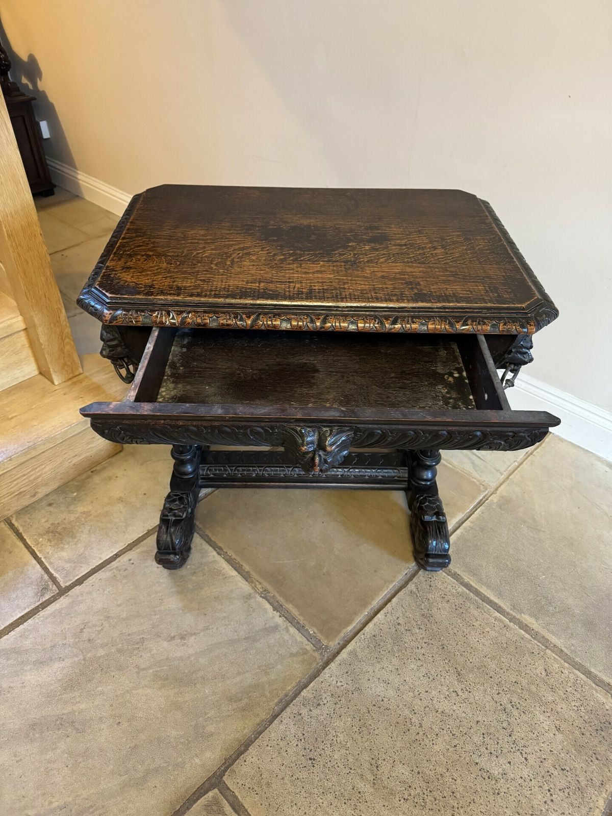 Wonderful Antique Quality Carved Oak Freestanding Centre Table photo vinterior