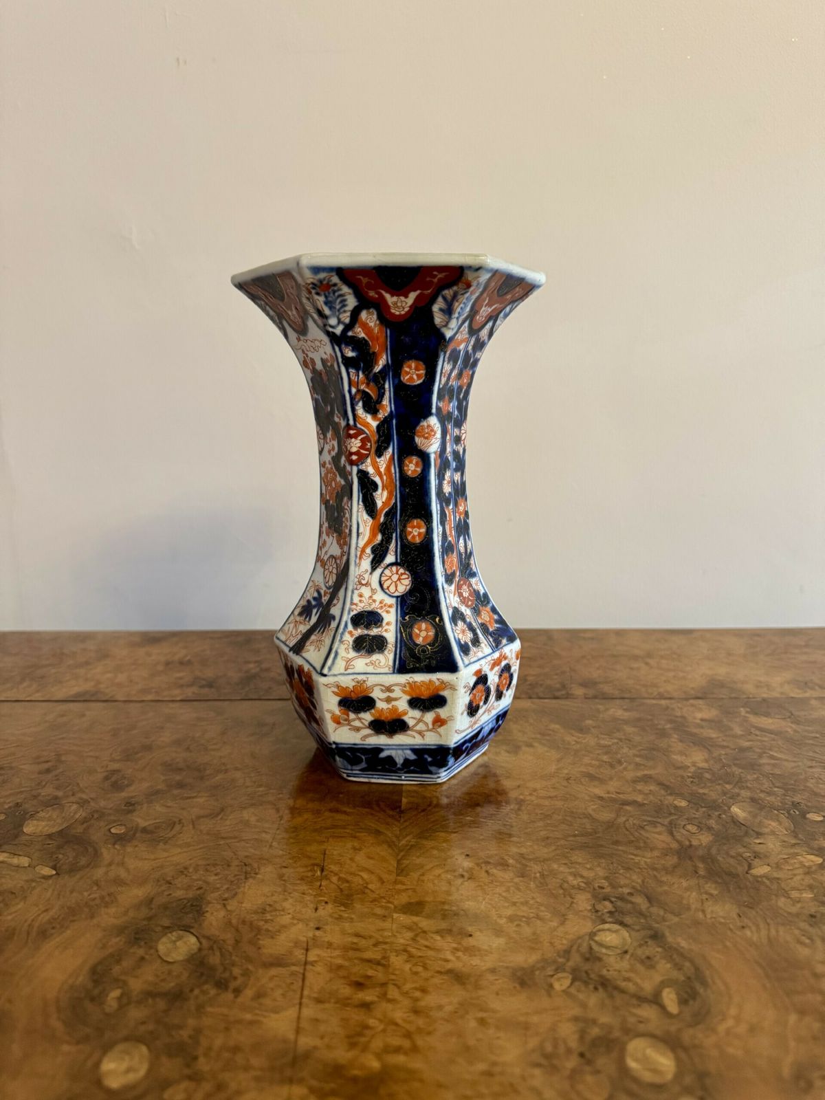 Quality Antique Japanese Imari Hexagonal Shaped Vase photo for sale