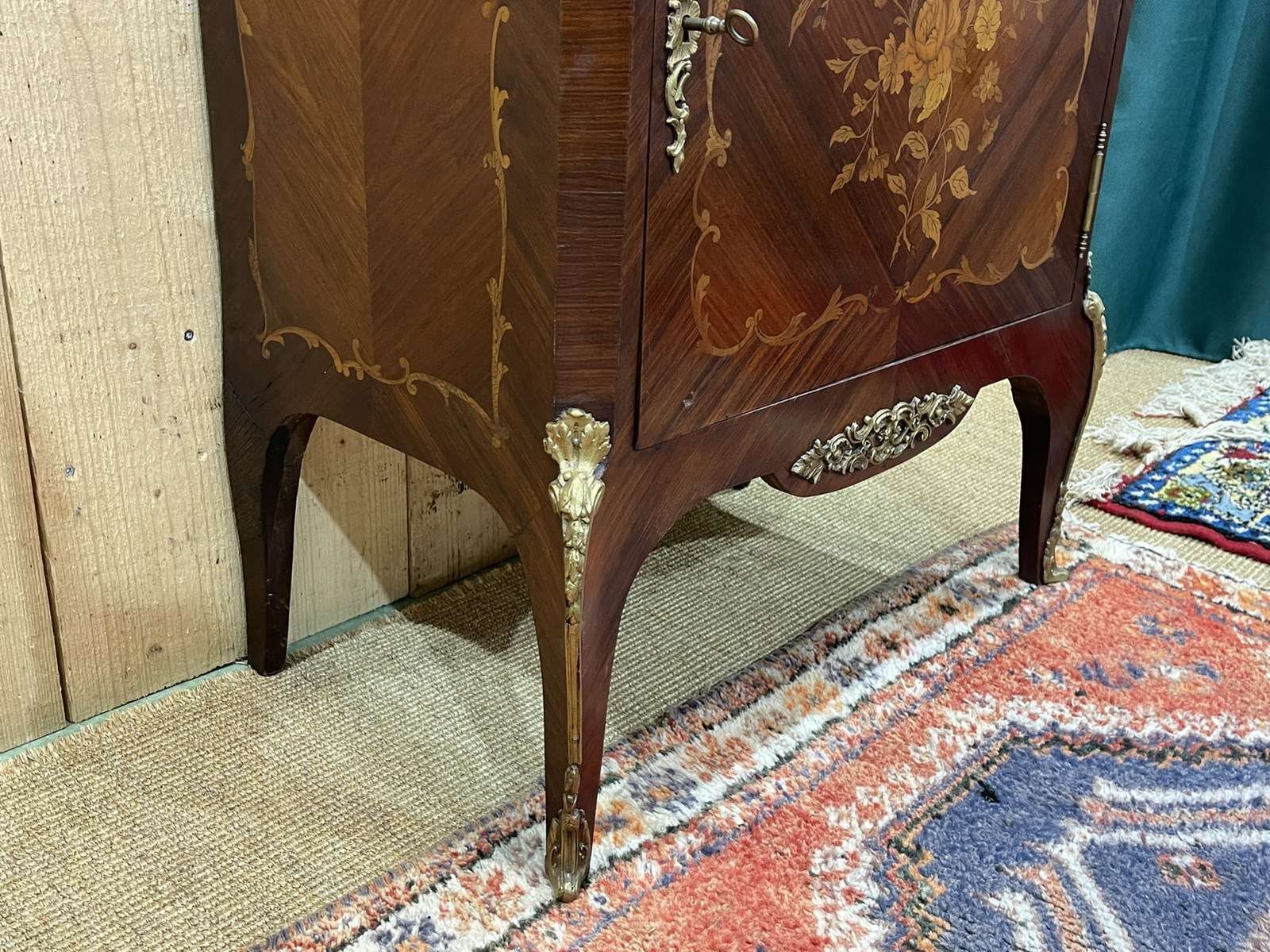 Louis XV Cabinet In Rosewood, Oak And Marble Top photo for sale
