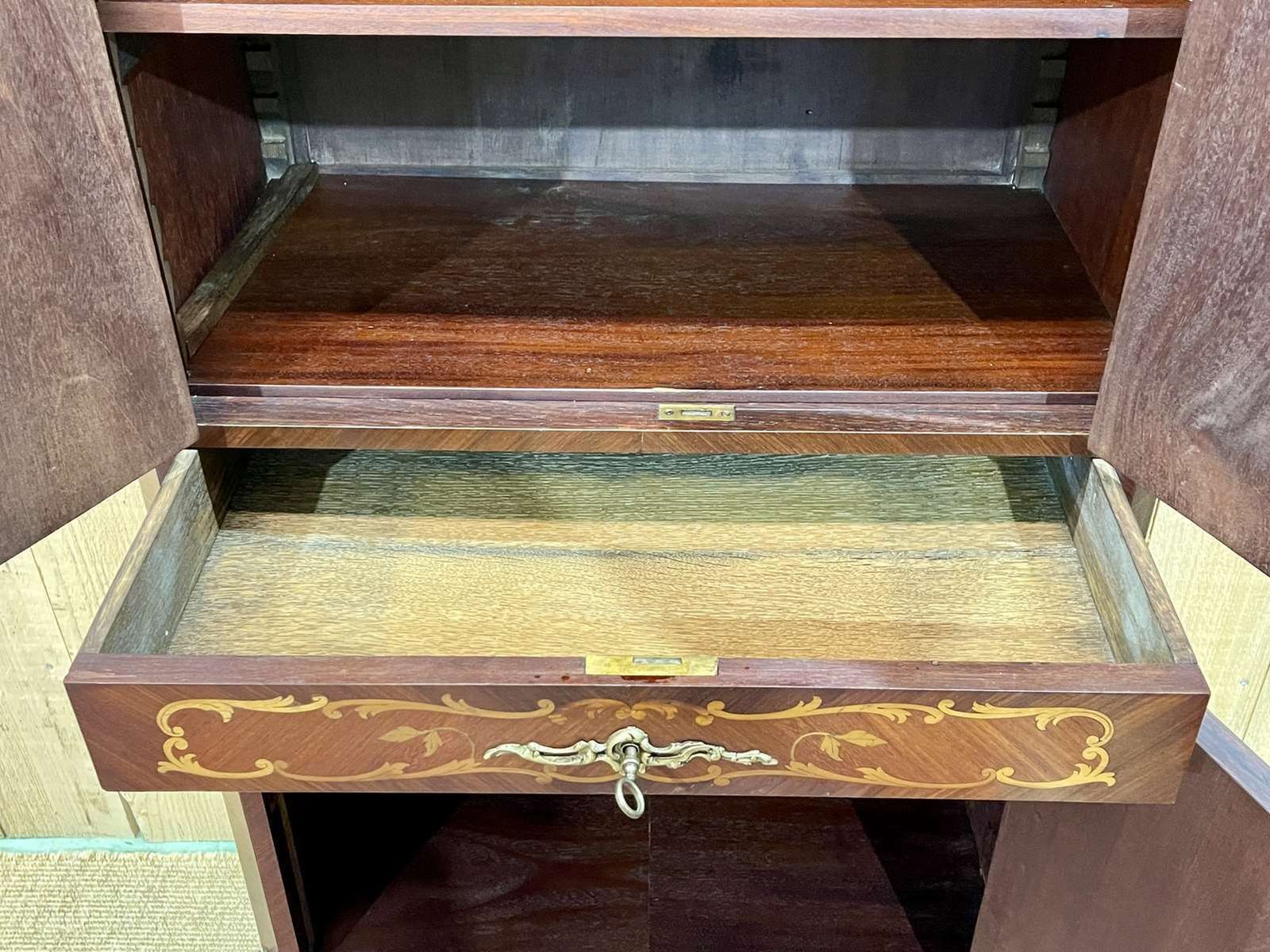 Louis XV Cabinet In Rosewood, Oak And Marble Top photo Furniture