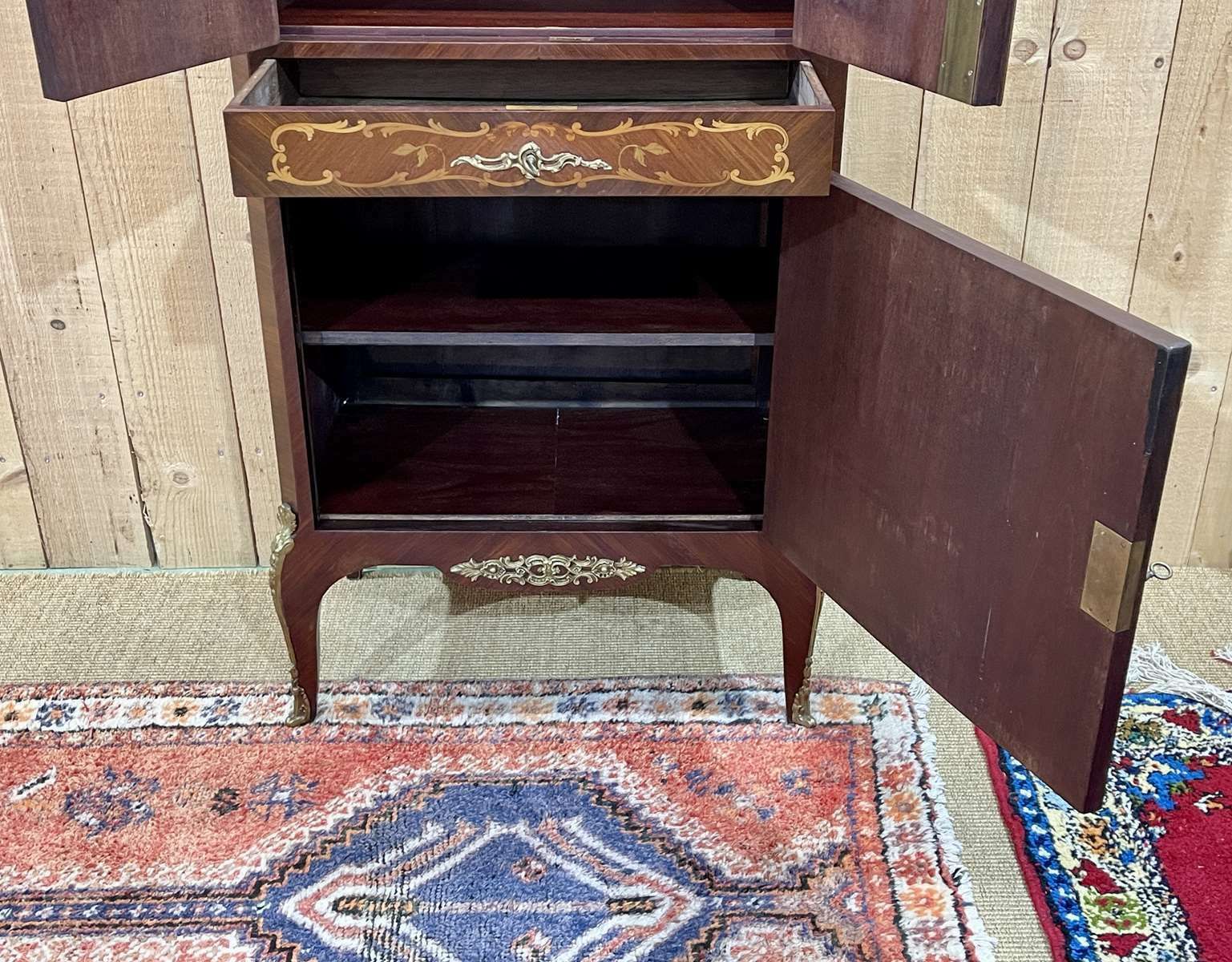 Louis XV Cabinet In Rosewood, Oak And Marble Top photo vinterior