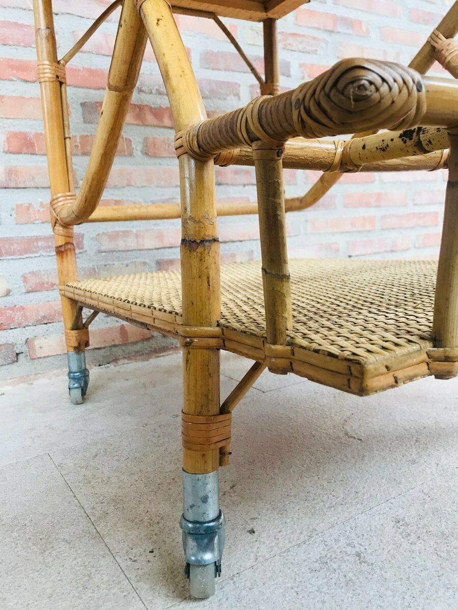 photo furniture Mid Century Modern Bamboo Garden Tea Cart, 1950s