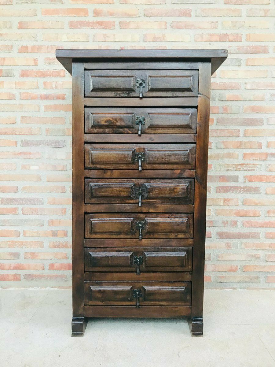 Antique Spanish Carved Walnut Tuscan Sifonier