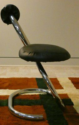 Cobra Chairs In Steel And Black Leather By Giotto Stoppino, 1970s, Set Of 5 photo for sale