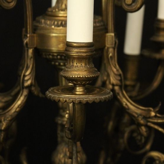French Gilded Bronze 12 Light Antique Chandelier photo vinterior