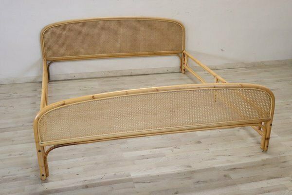 Vintage Double Bed In Bamboo And Vienna Straw, 1980s photo furniture