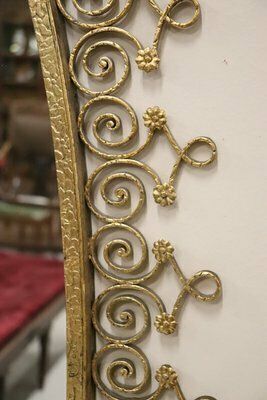 Large Mid 20th Century Oval Floor Mirror In Iron With Consolle Table In Marble Attributed To Pier Luigi Colli photo buy