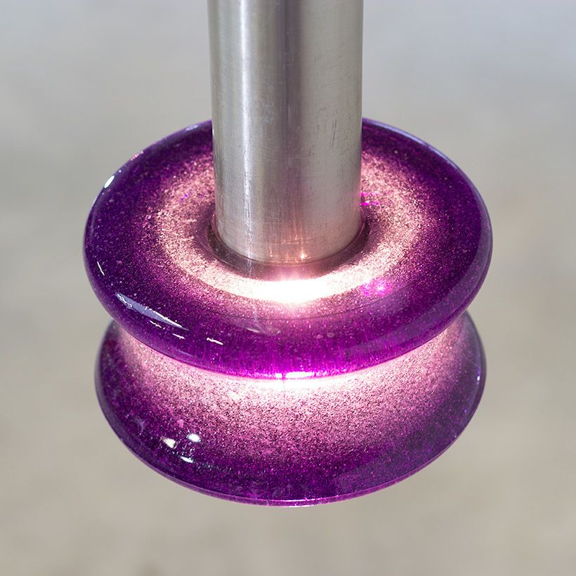 Set Of 2 Raak Amsterdam Brutalist Purple Glass Pendant Lights Free Shipping For Uk Mainland photo for sale