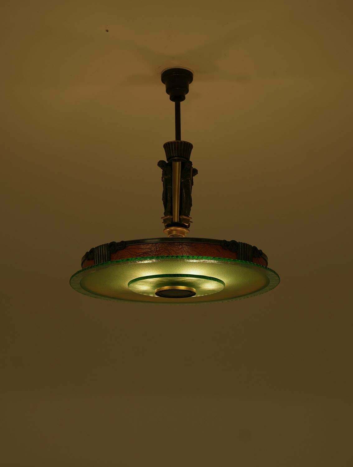Swedish Grace Pendant In Glass And Patinated Brass photo vintage