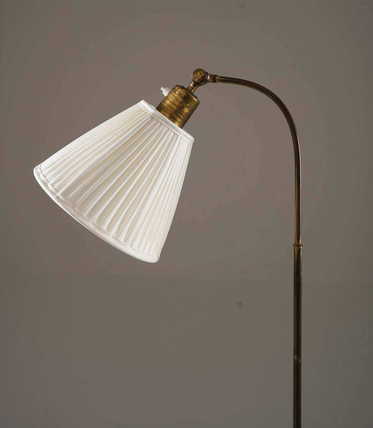Swedish Mid Century Floor Lamp In Brass By Nordiska Kompaniet photo for sale