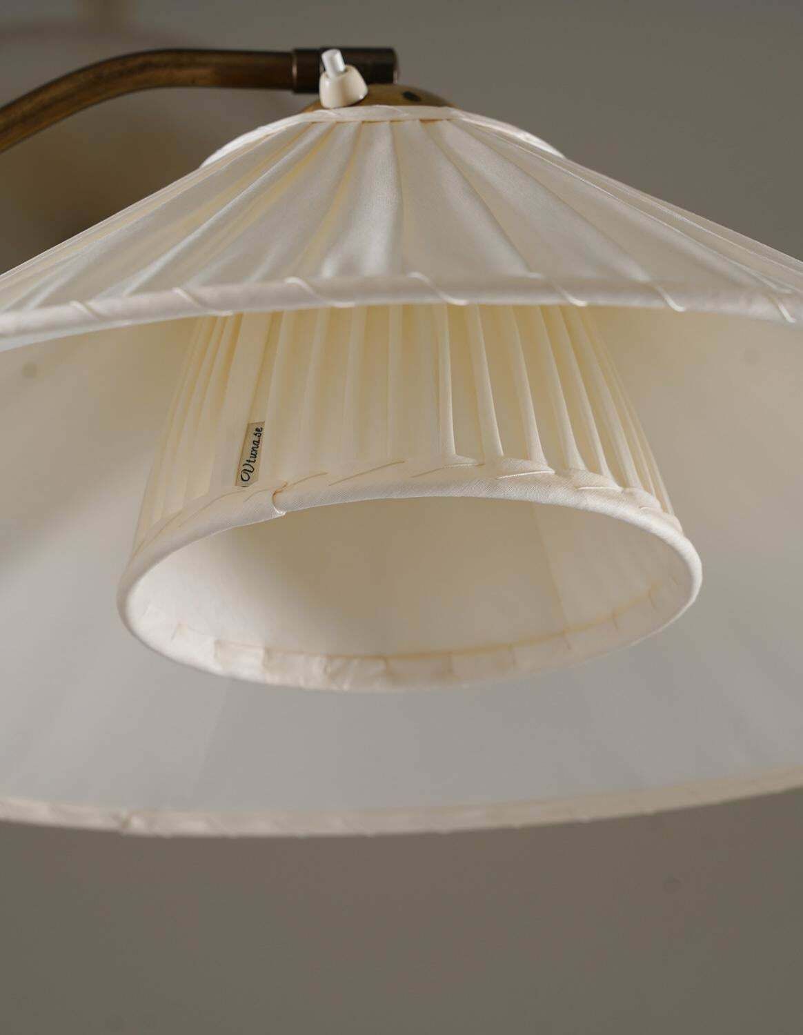 Swedish Modern Floor Lamp In Rattan And Brass, 1940s photo 3891.0