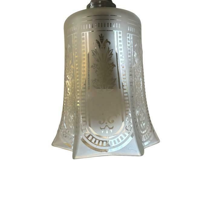 A Pair Of Edwardian Etched Glass Pendant Lamps photo furniture