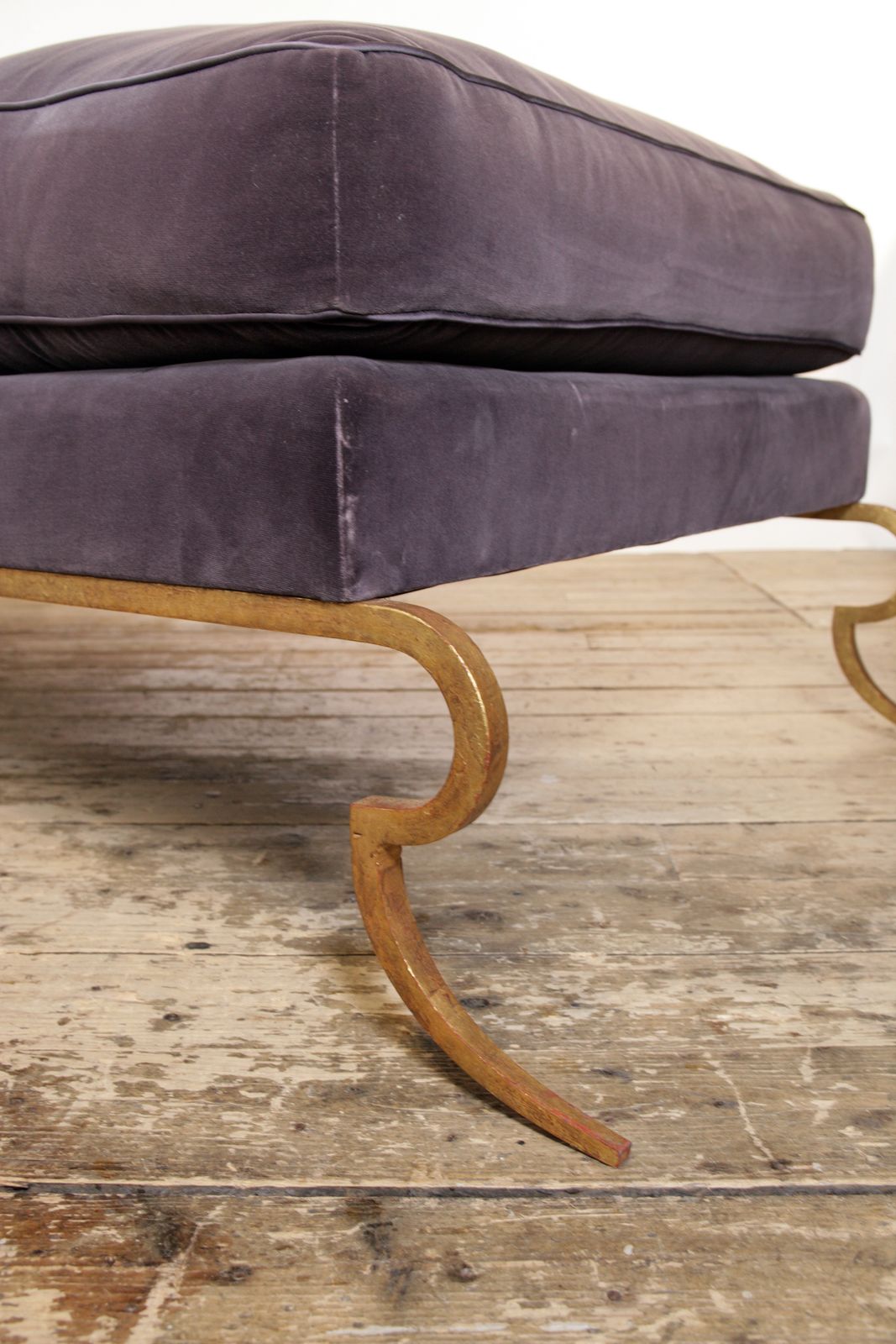Hollywood Regency American Silk Velvet Daybed Raised On Gilt Metal Legs With Satin Bolster photo 7450.0