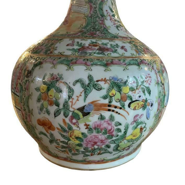19th Century Canton Famille Rose Onion Form Vase photo furniture