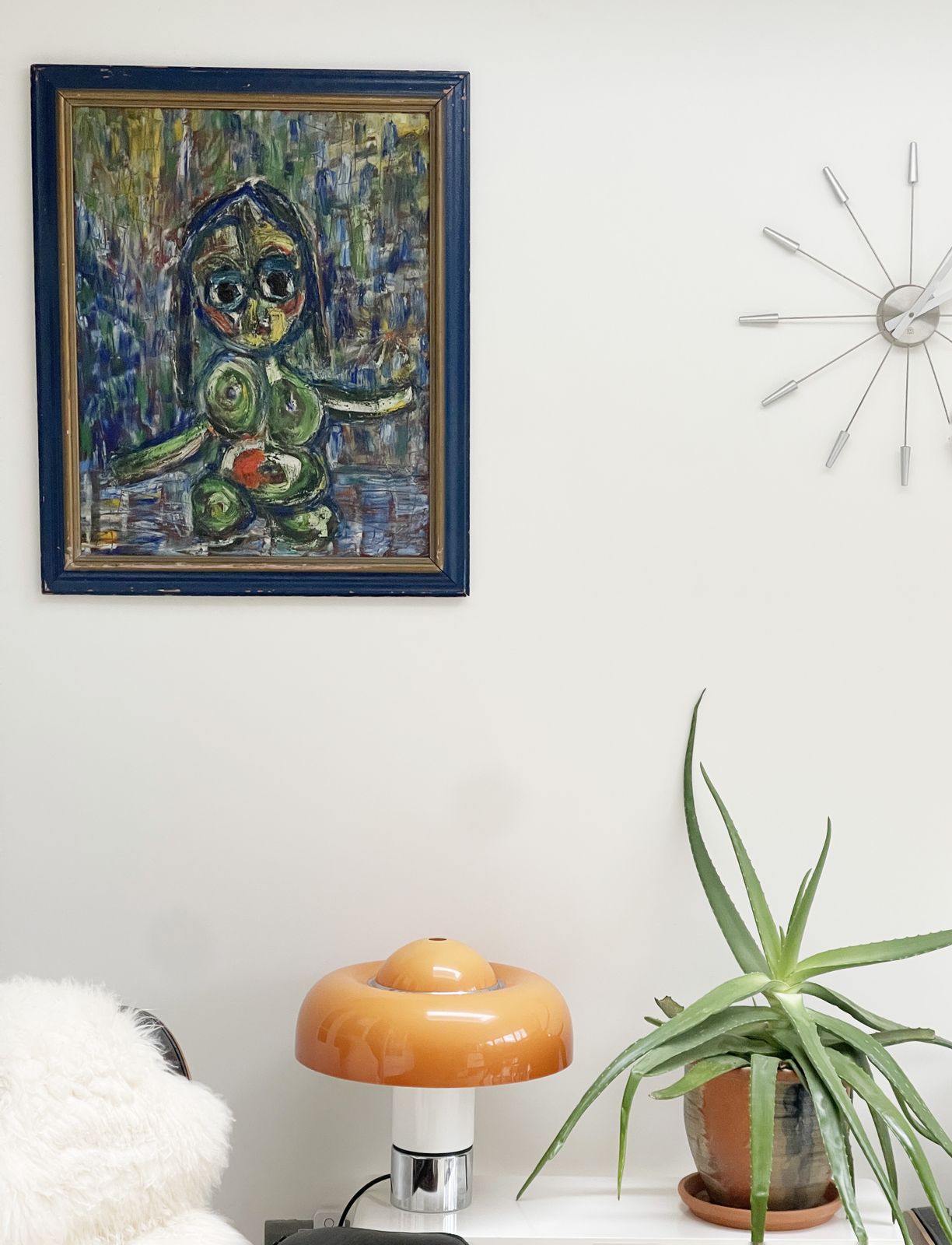 Art Abstract Surrealist Painting Oil On Canvas Mid 20th Century photo
