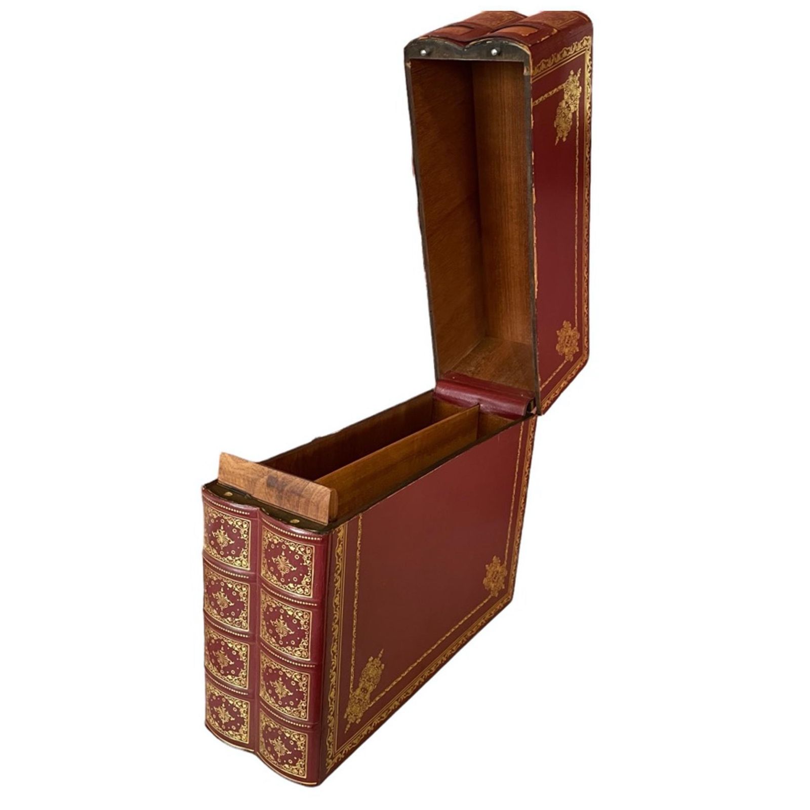 Two Mid Century Leather And Gilt Faux Book Boxes photo Home Decor
