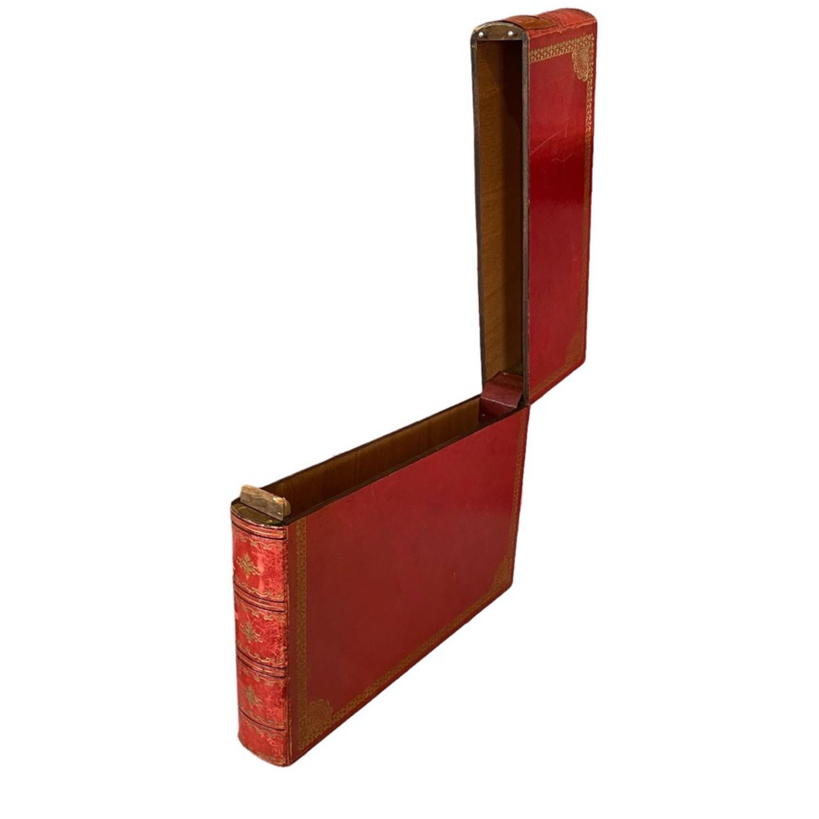 Two Mid Century Leather And Gilt Faux Book Boxes photo 235.0