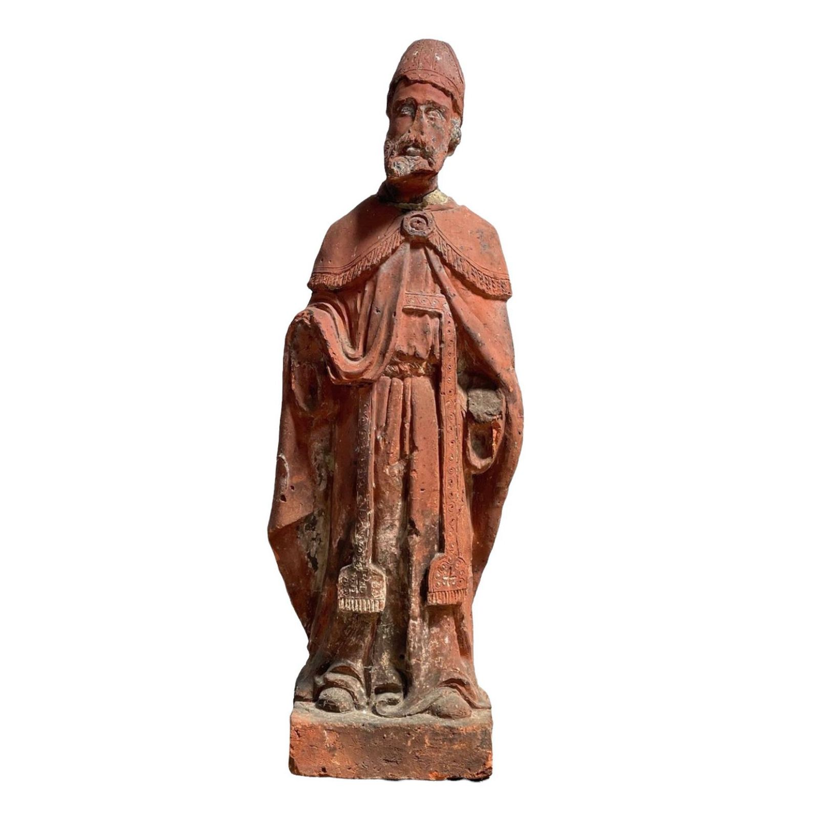 17th Century Handmade Terracotta Italian Statue Of Pope Innocent X