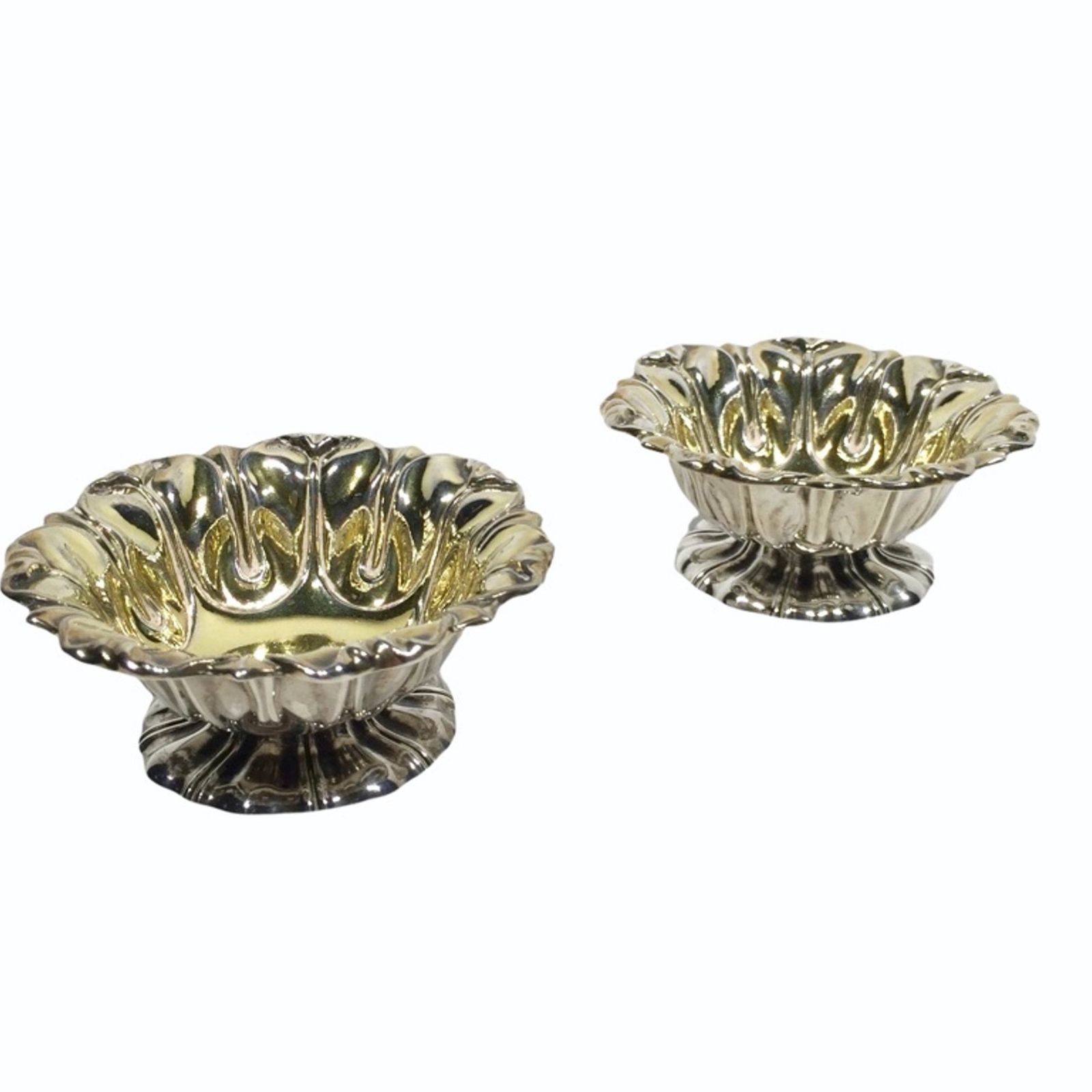 A Pair Of Fine Early 19th Century Silver Gilt Salts.