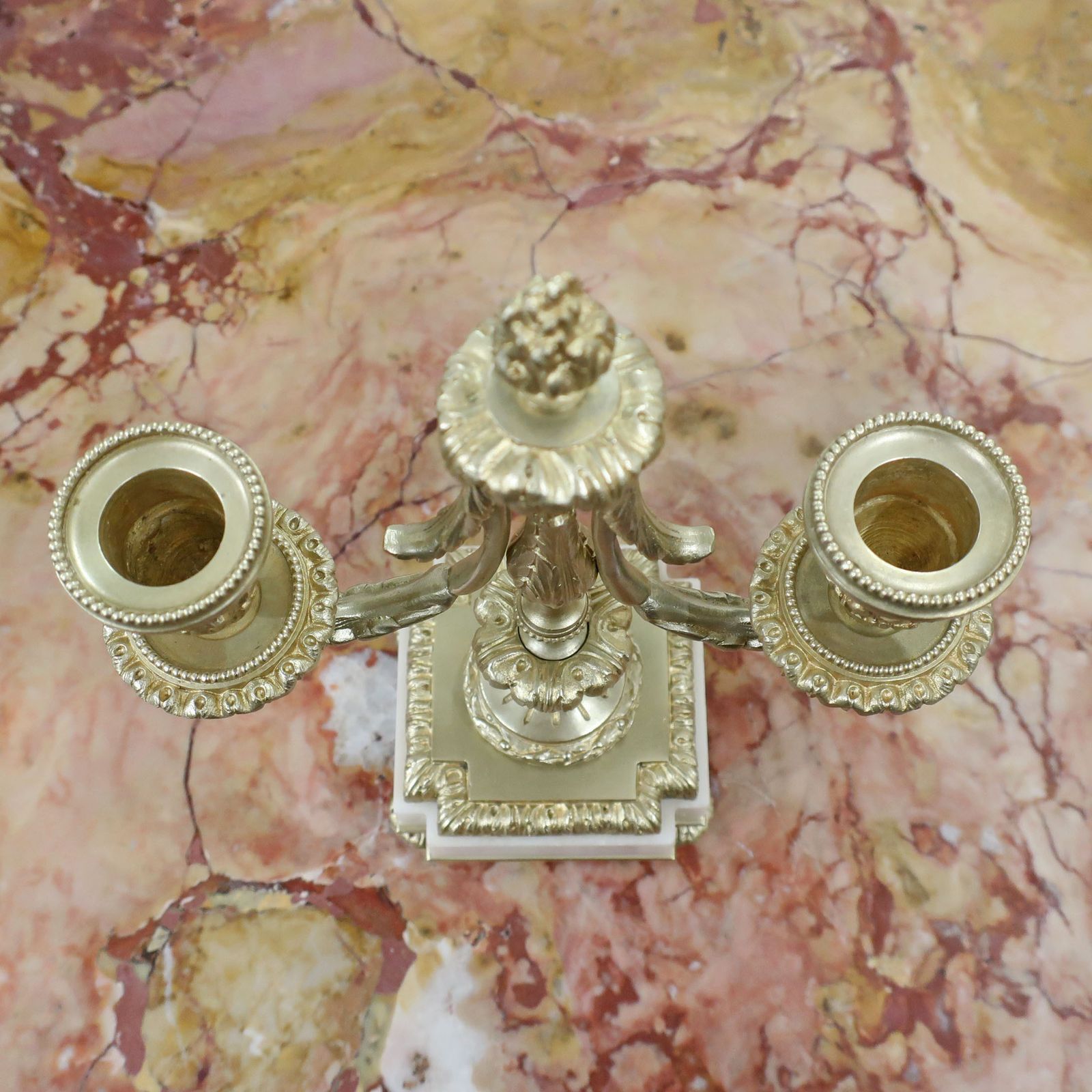 photo vintage French Louis XVI Style Marble And Bronze Gilt Clock Set By Samuel Marti