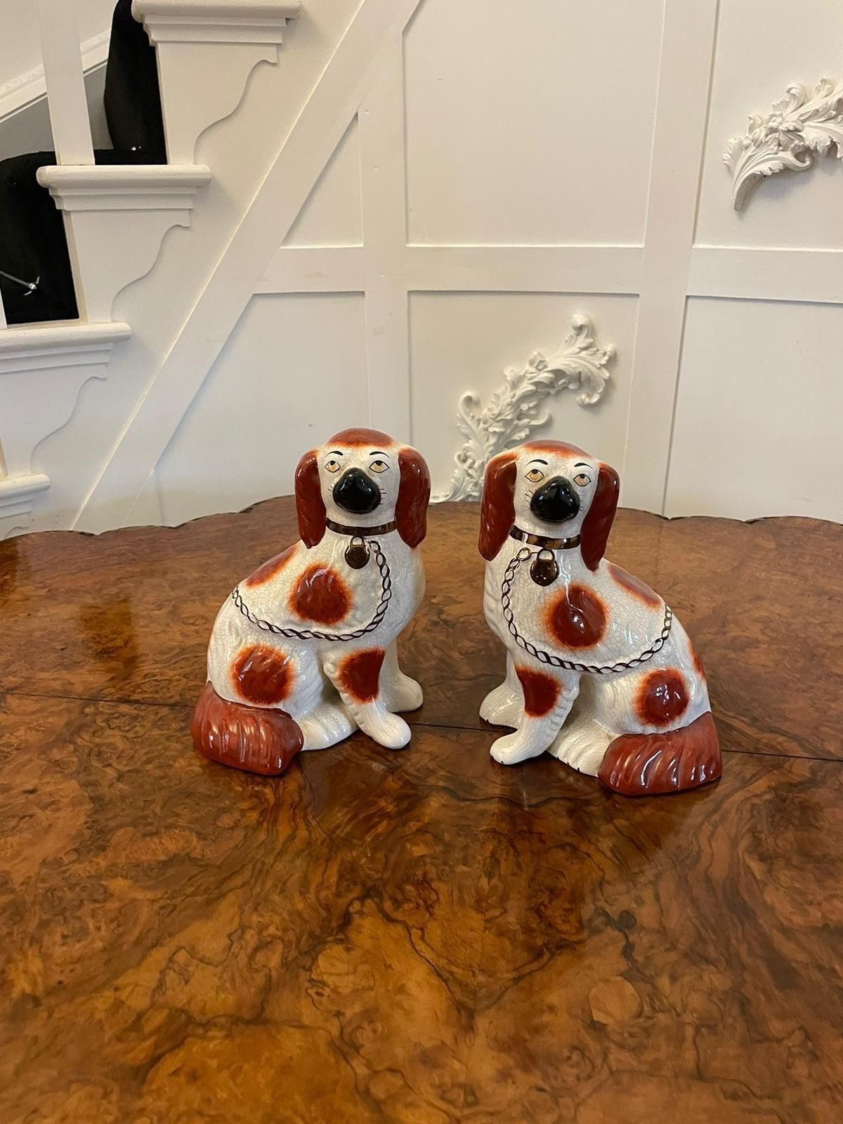 Pair Of Antique 19th Century Quality Staffordshire Dogs