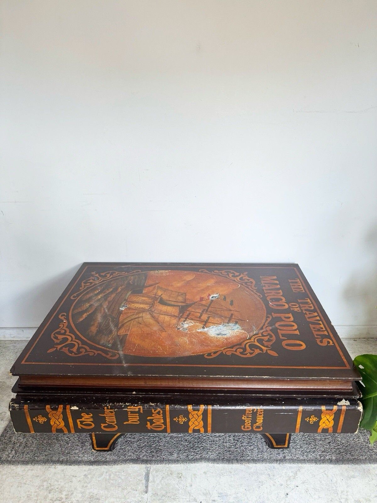 Coffee Table With Drawer Quirky Unique Book Marco Polo The Travels Of photo for sale