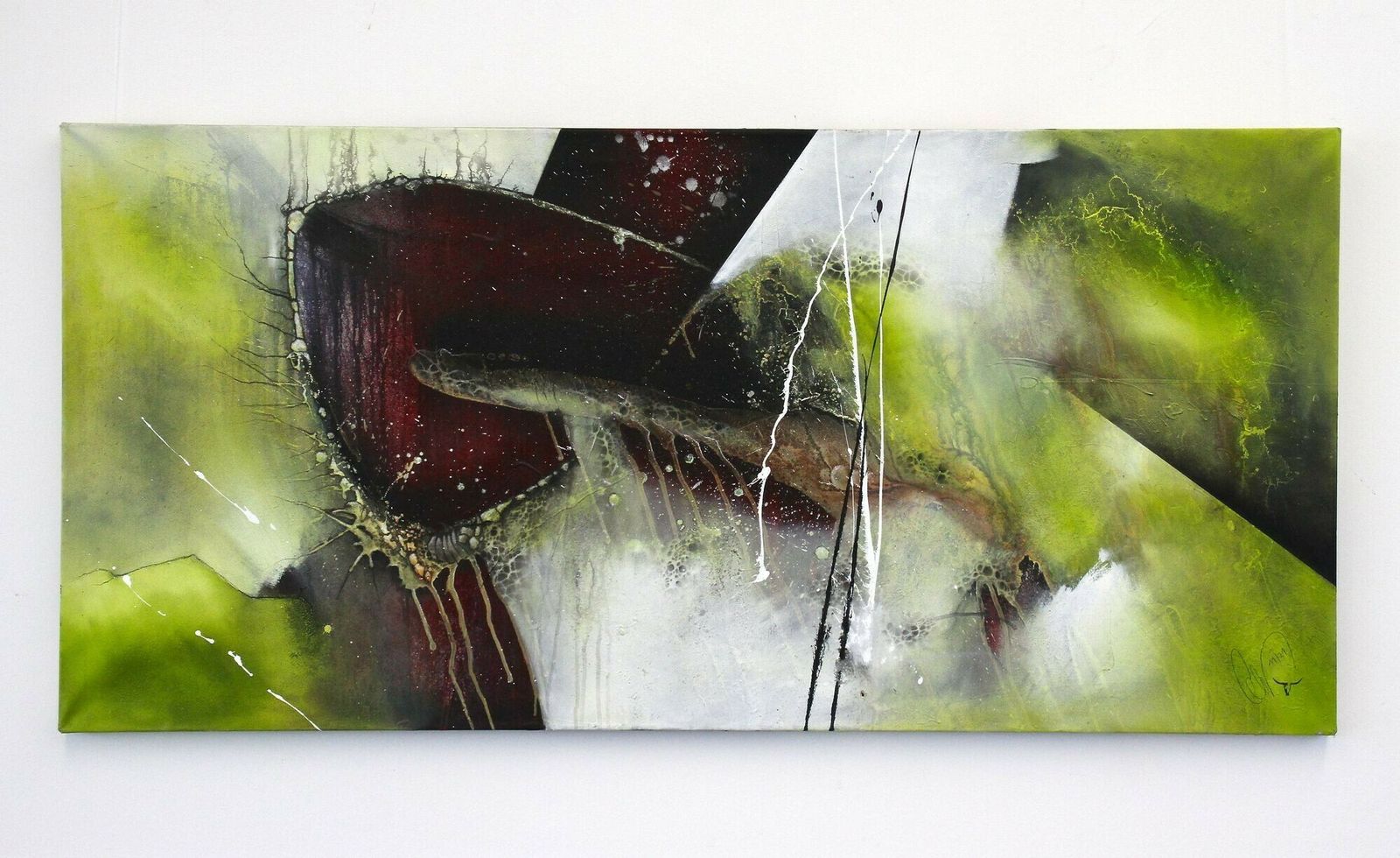Abstract Painting "Crawfish Vs. Turtle", Acrylic On Canvas By Ms, Austria 2021