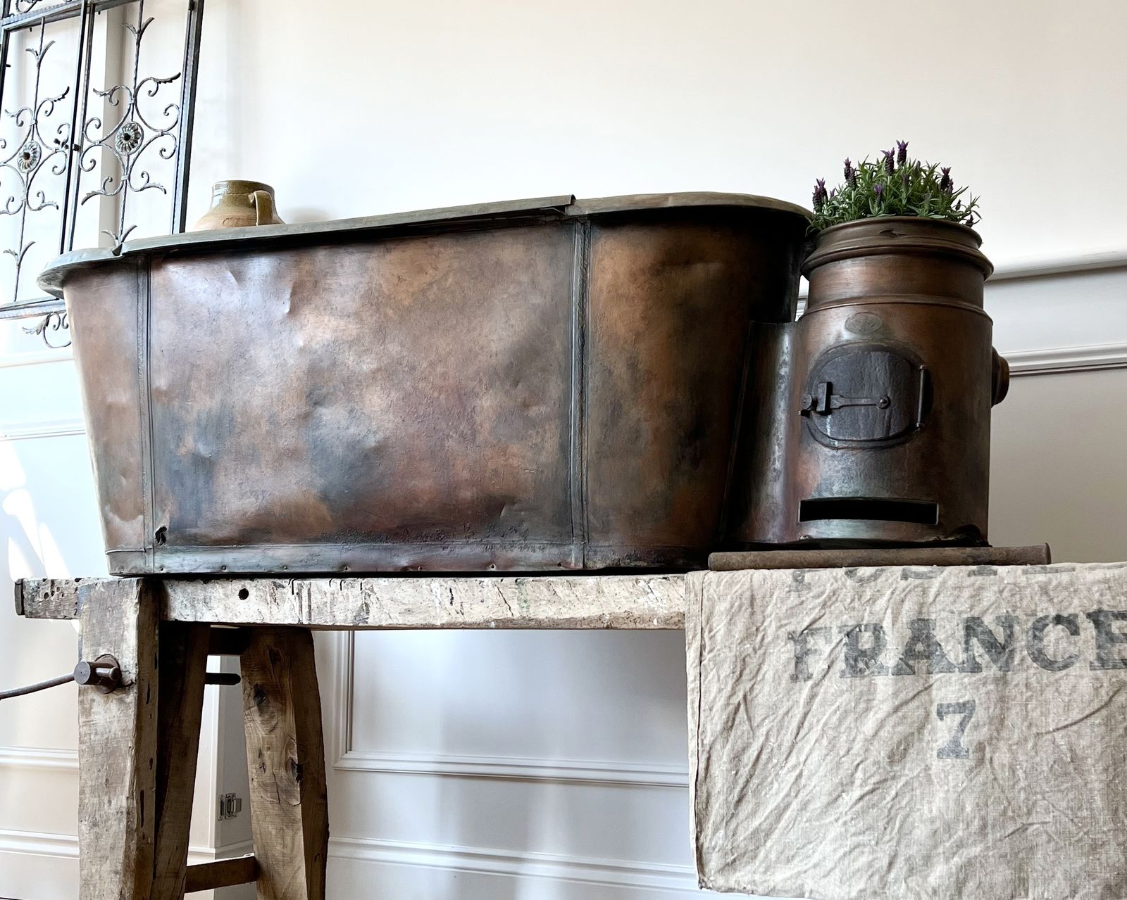 photo for sale Antique French Bath Tub Decorative Garden Planter