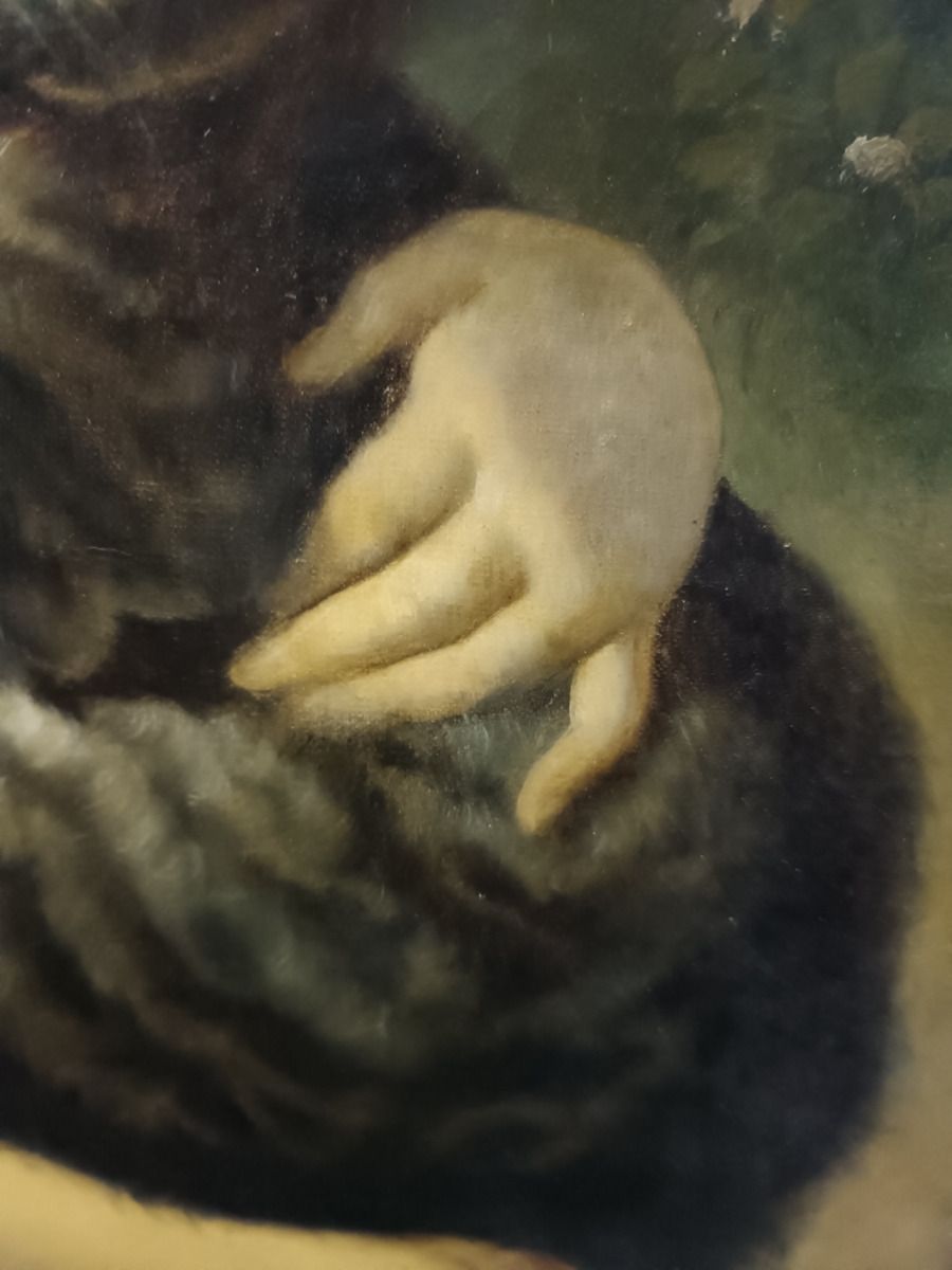 Rudolf Epp (1834 1910) Young Girl Holding A Cat, Oil Painting photo 3000.0
