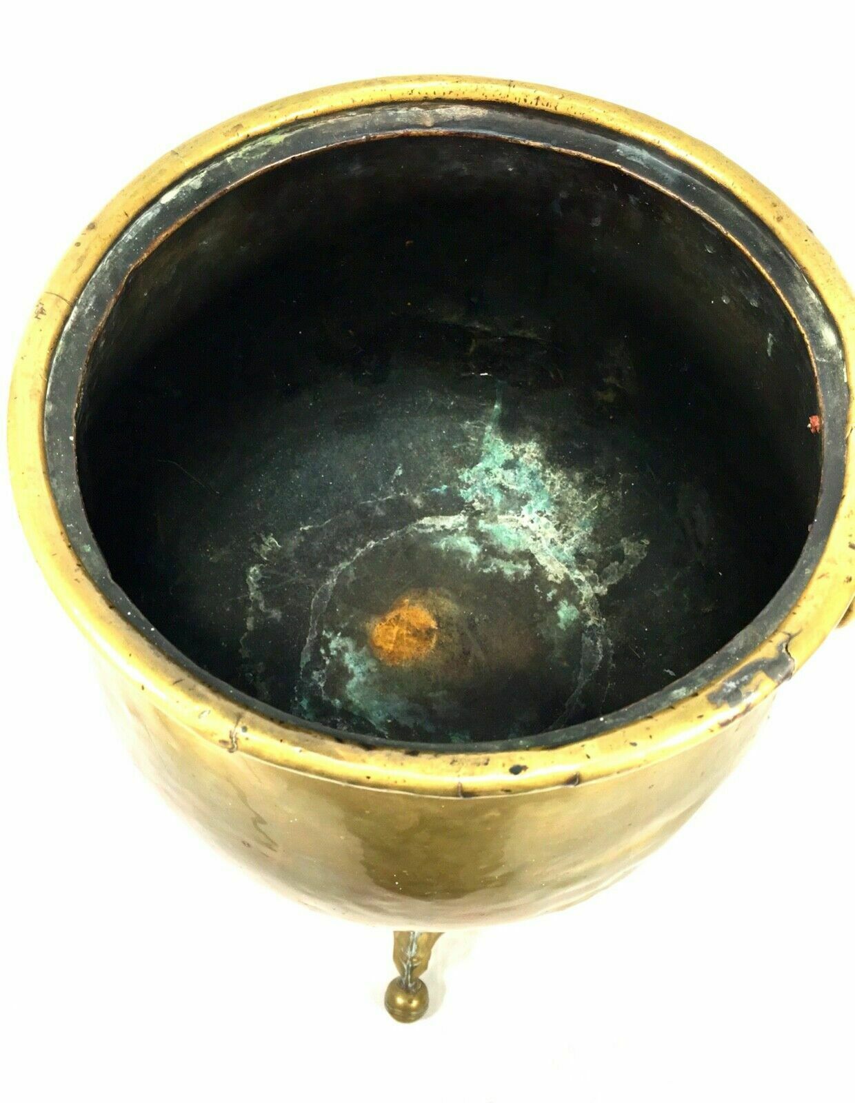 Home Decor Antique Large Floor Standing Brass Jardiniere / Plant Pot / Planter C.1900 photo