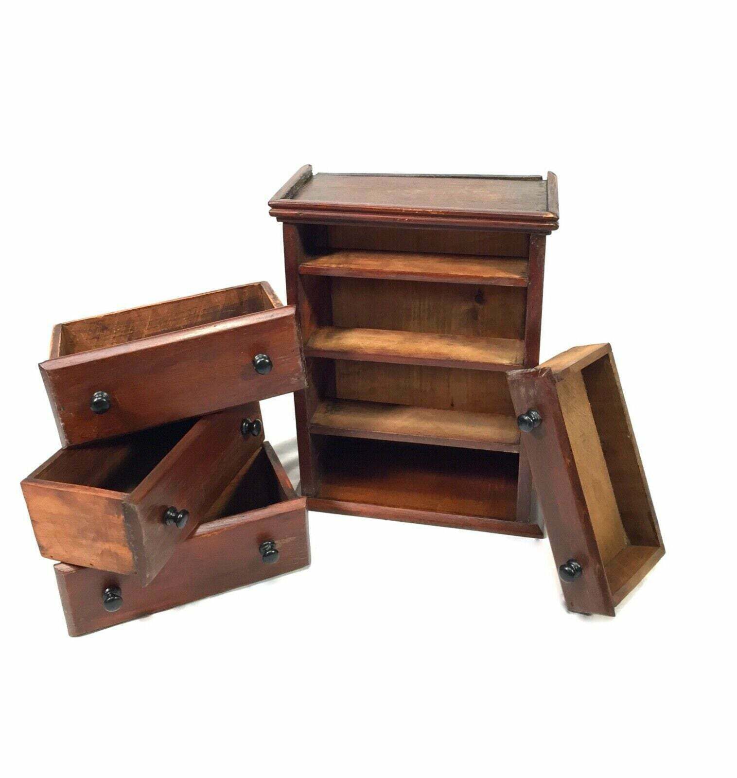 Antique Miniature Tabletop Wooden Chest Of Drawers C.1900 / Apprentice Furniture photo for sale