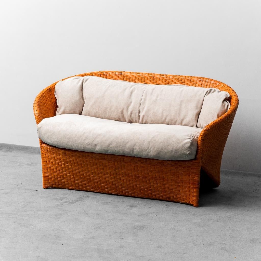 2 Seater Woven Sofa By Tito Angoli 90s Vintage Modern Antiques
