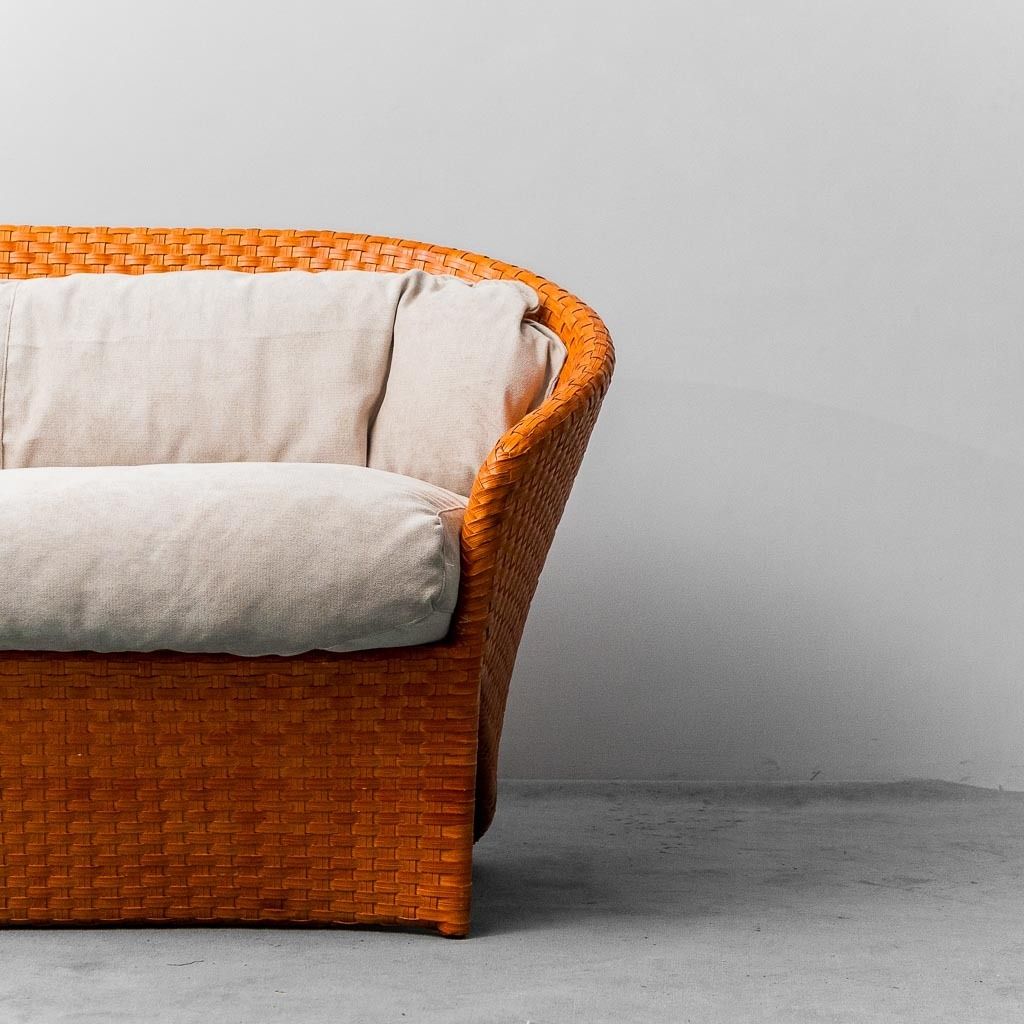 2 Seater Woven Sofa By Tito Angoli 90s Vintage Modern Antiques photo furniture