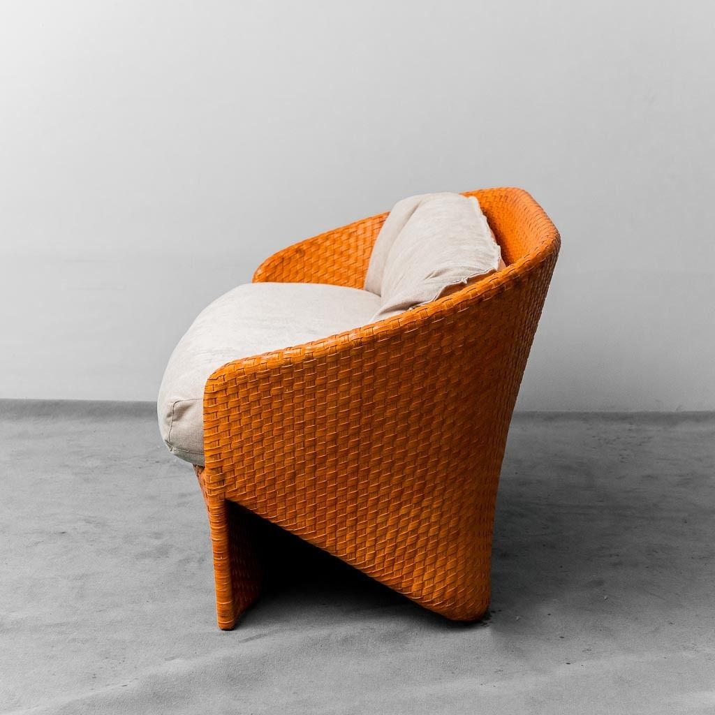 photo furniture 2 Seater Woven Sofa By Tito Angoli 90s Vintage Modern Antiques