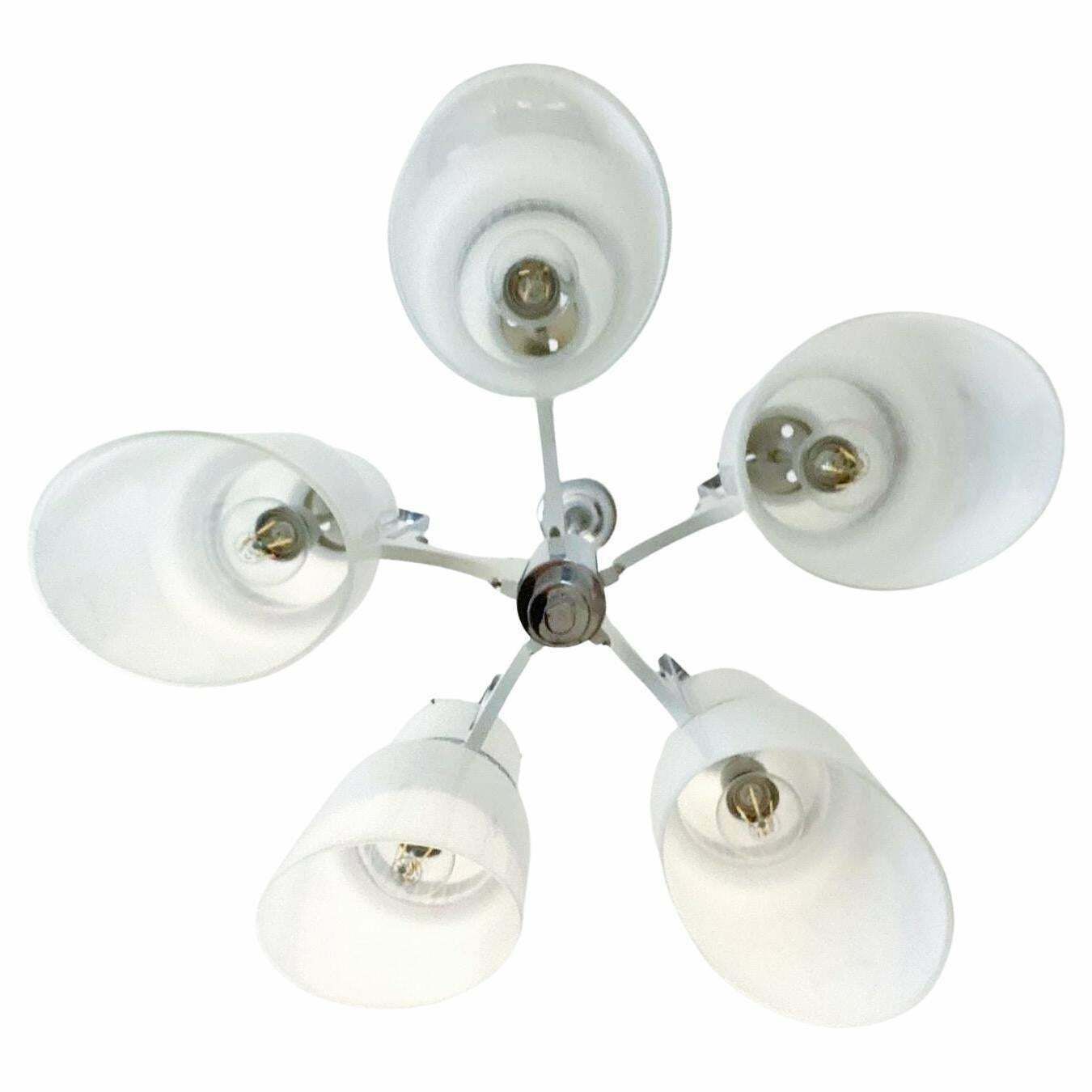 Italian Space Age Chandelier In Murano Glass And Steel, Vistosi 1960s photo for sale