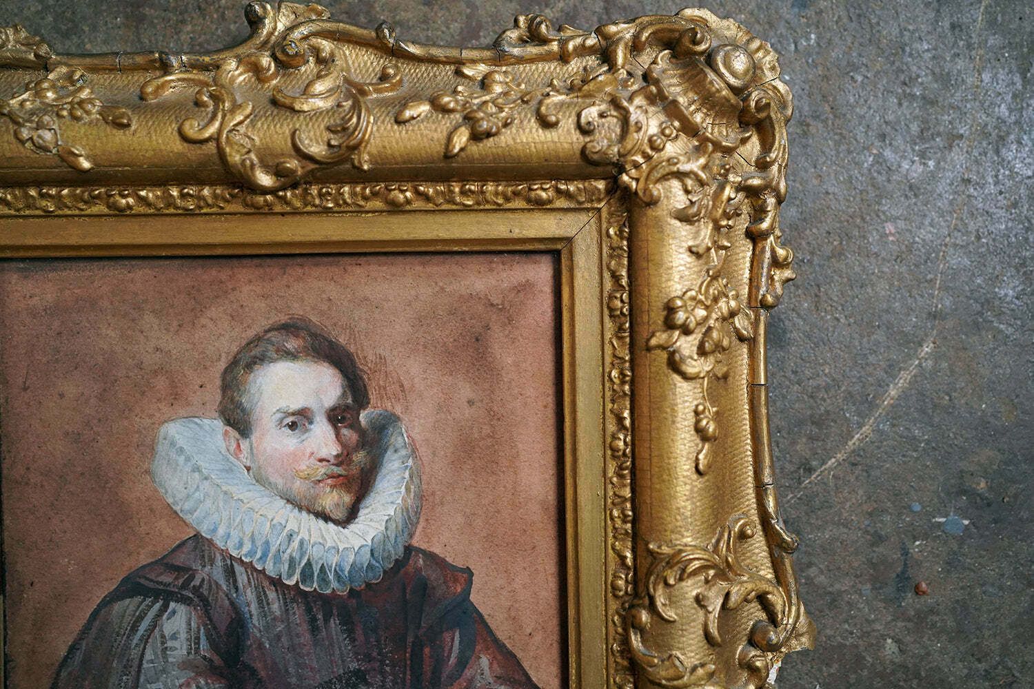 photo for sale After Sir Anthony Van Dyck; A Mid 19thc Watercolour Portrait Of A Gentleman Putting On His Gloves C.1830 40