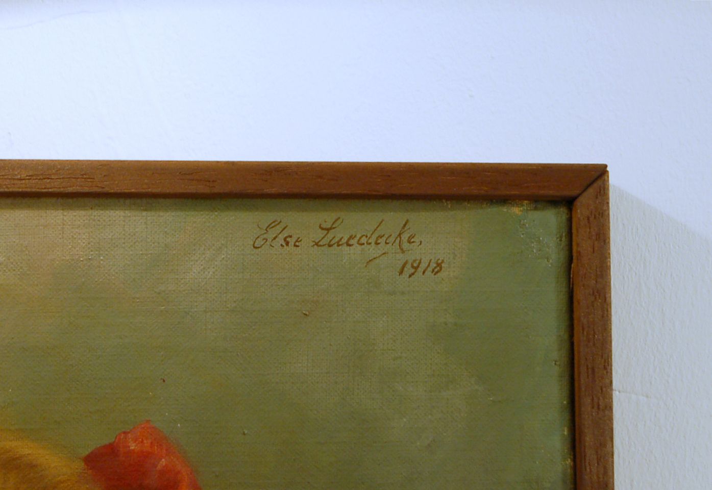 Else Luedecke / Oil On Canvas / Portrait Of Young Girl 20th Century photo vintage