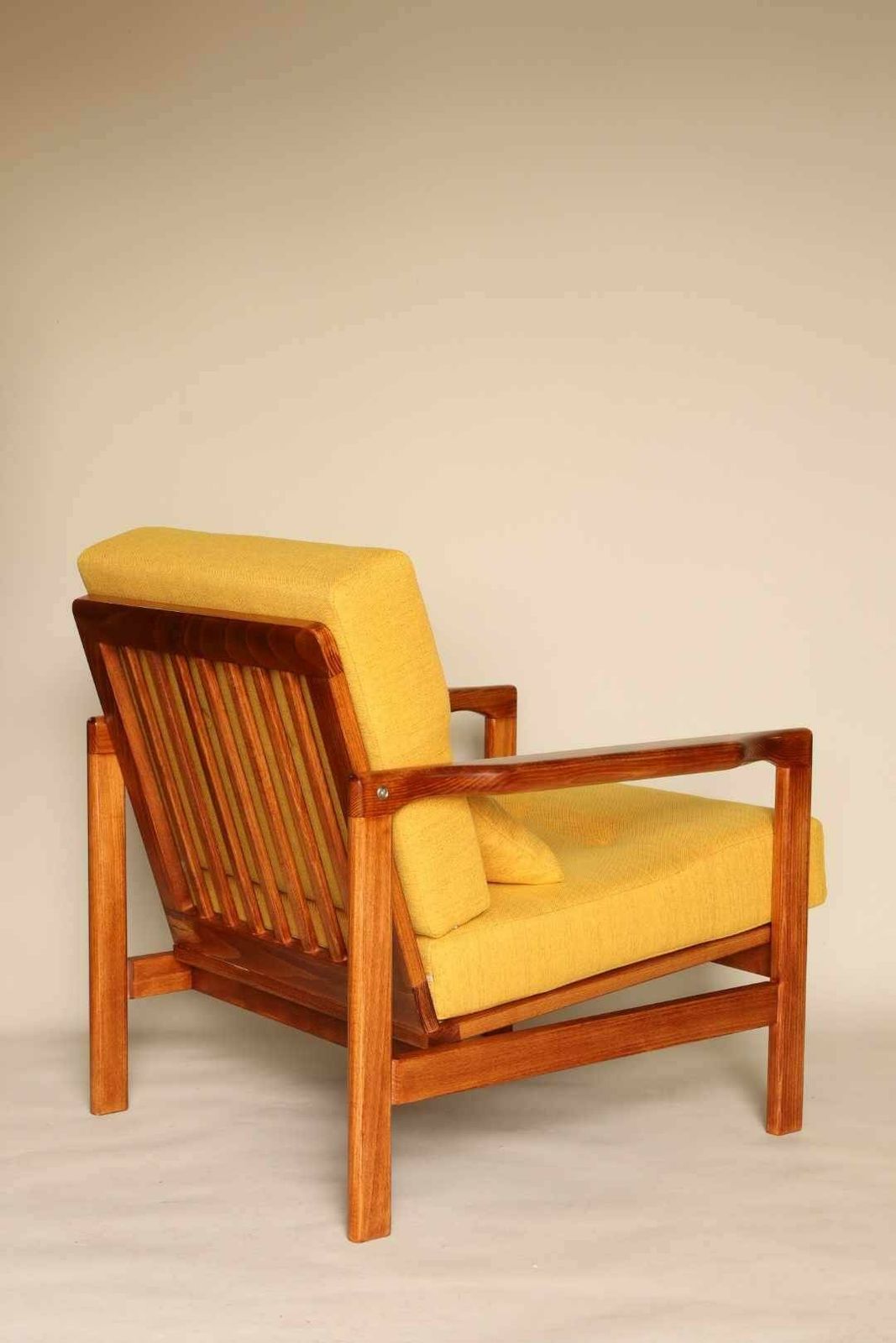 Yellow Curry Vintage Armchair Mid  Century Design Cushions, Poland , 1960 photo 599.0
