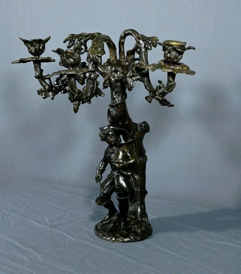 Candelabra In Patinated Bronze – Late 19th Century photo for sale