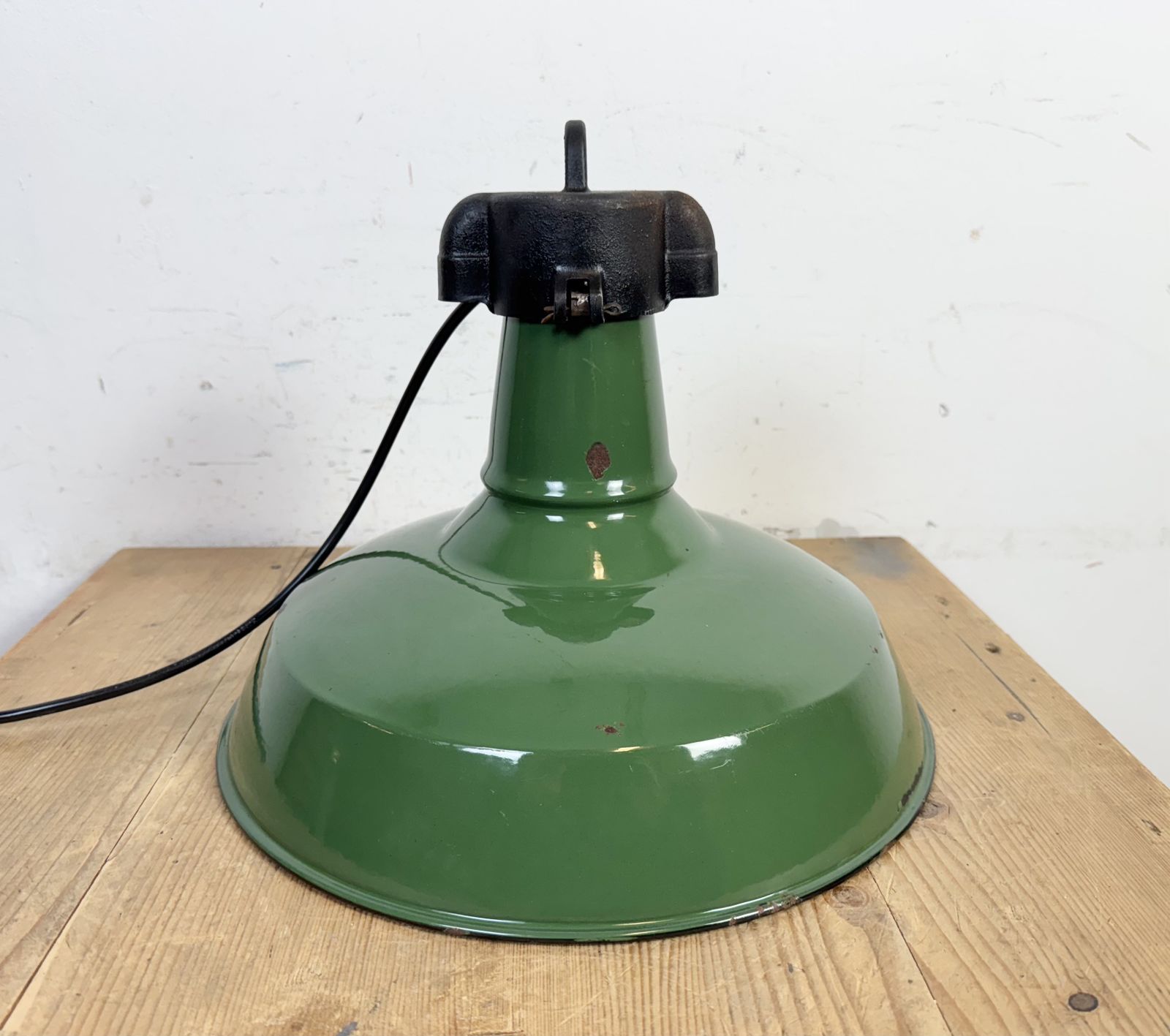 Industrial Green Enamel Factory Pendant Lamp, 1960s photo buy