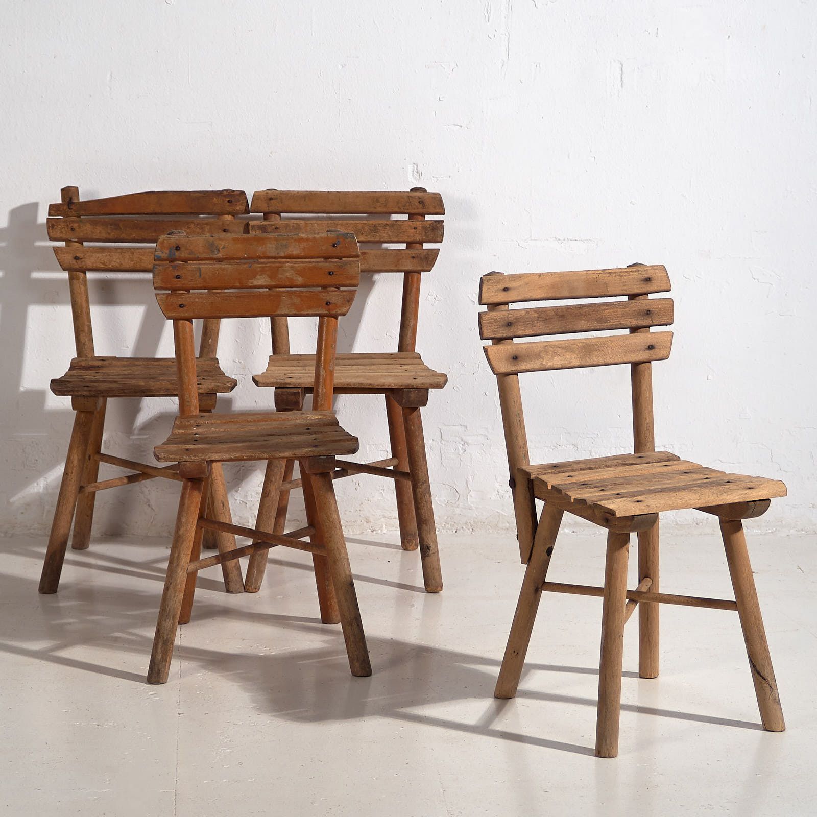 Antique Children’s Chairs (C.1920). Set Of 4 Pieces #2