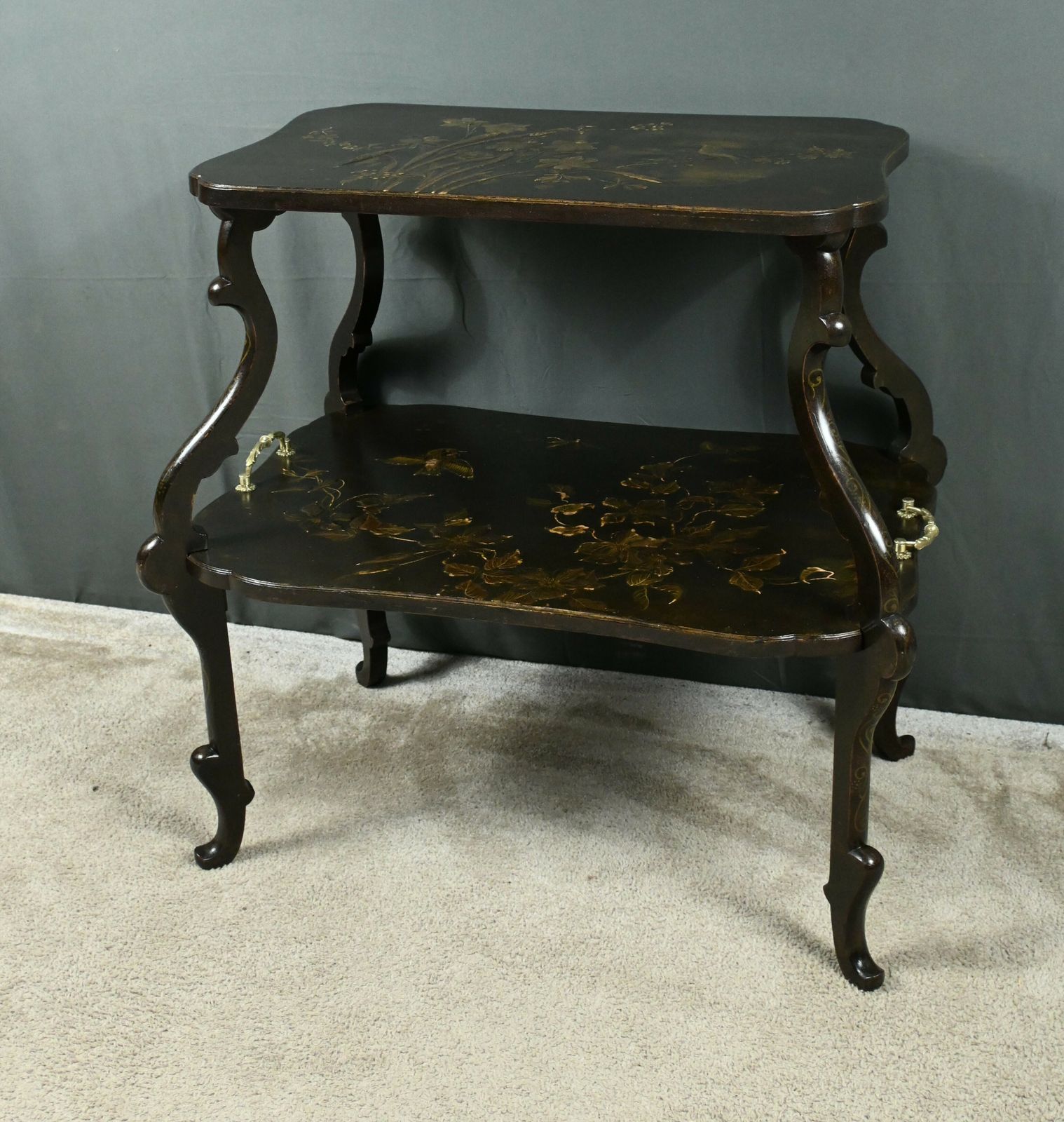Lacquered Wooden Tea Table With Asian Decorations – Late 19th Century photo furniture